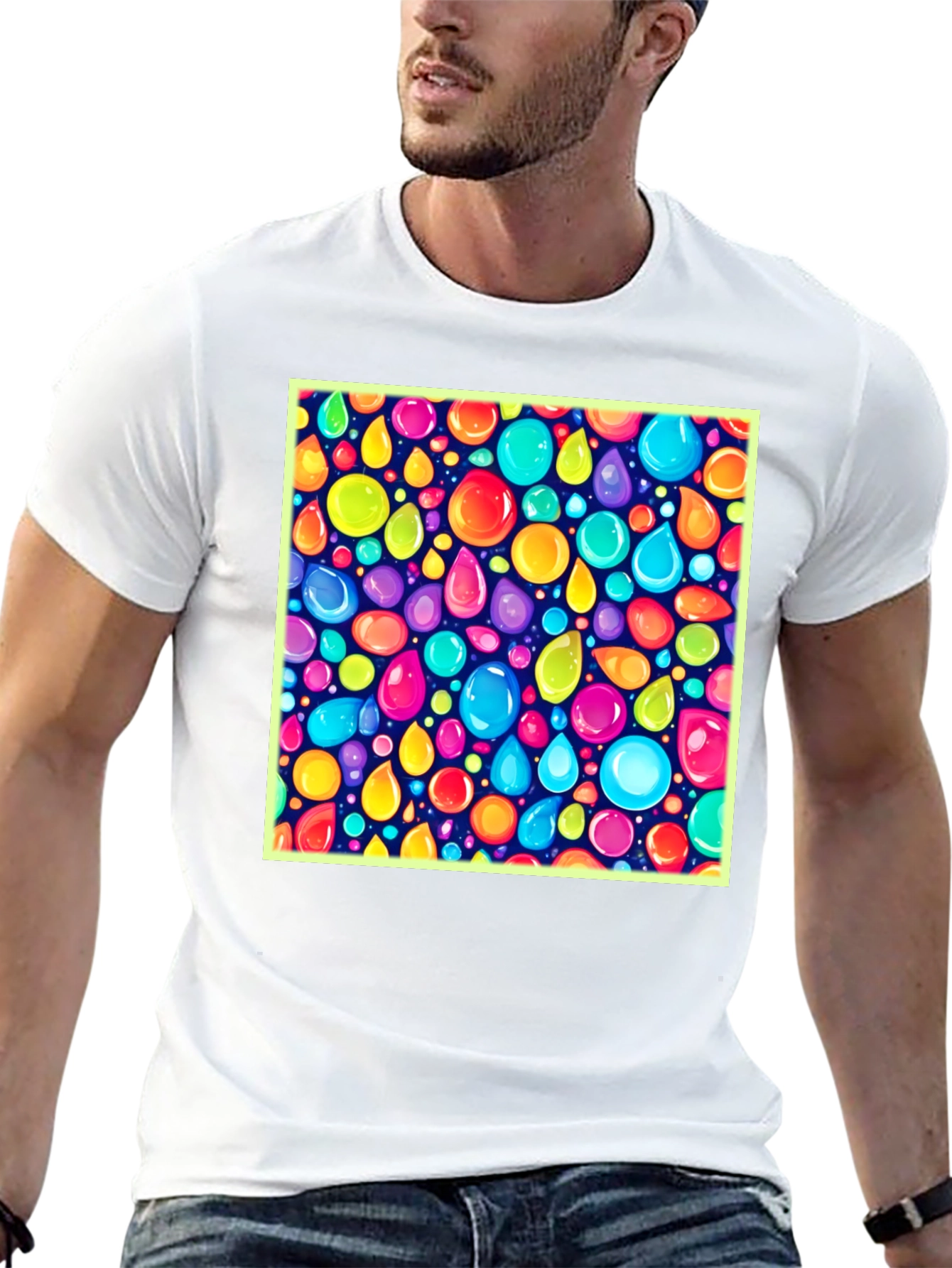 Vibrant Bubbles Graphic Black T-Shirt