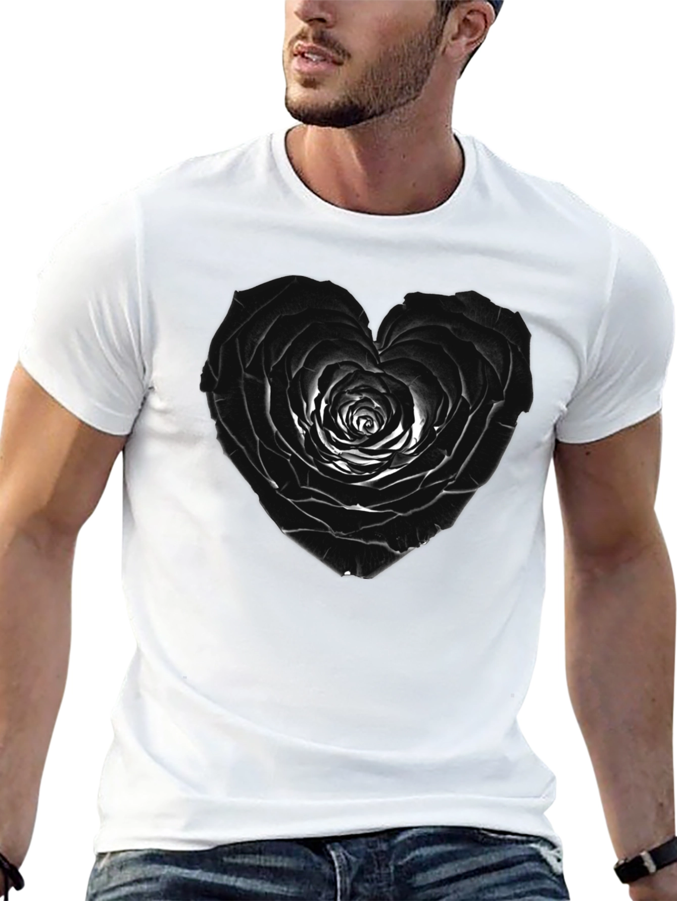 Black Rose Heart Tee - Unique Graphic T-Shirt