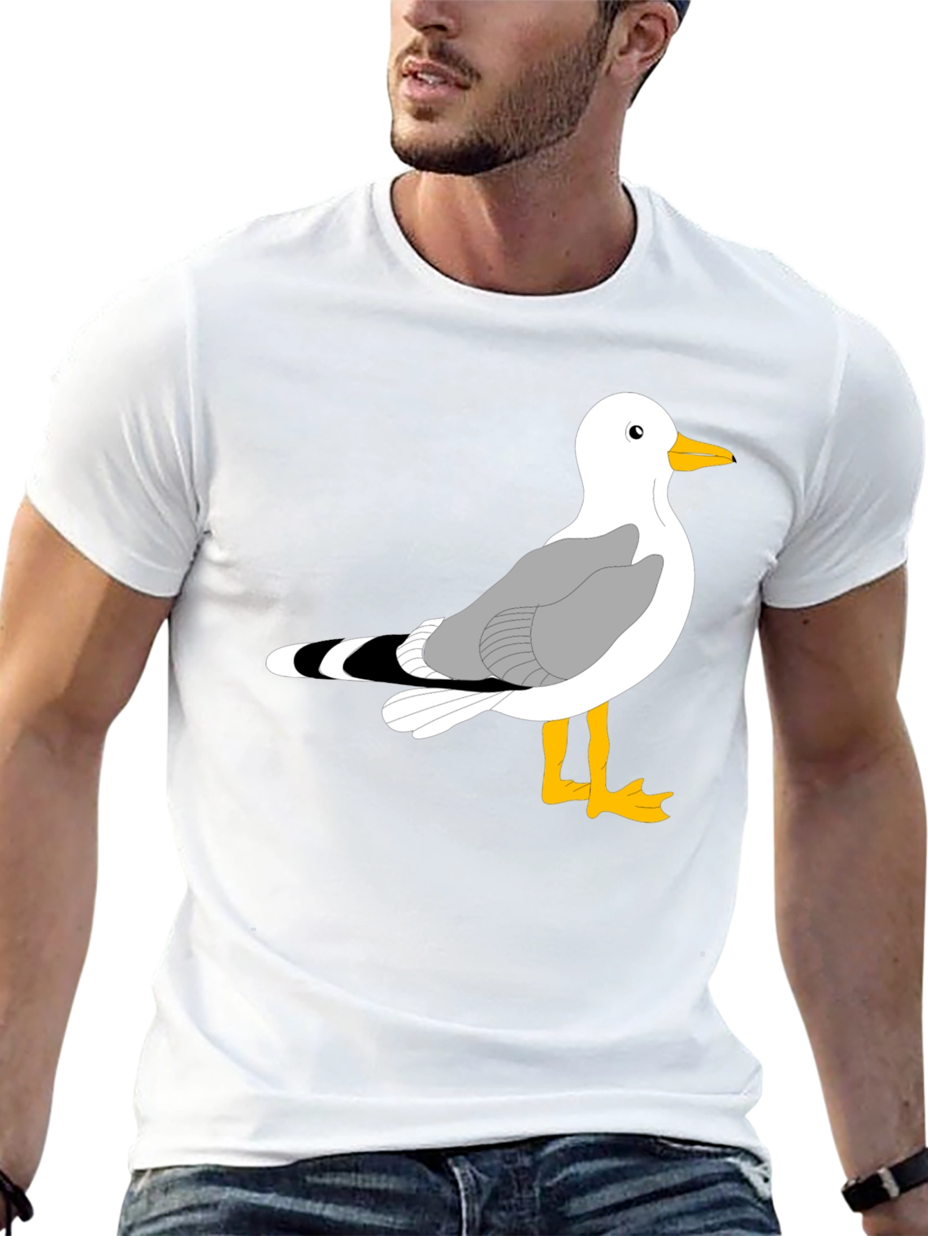 Seagull Graphic Tee - Black Cotton T-Shirt