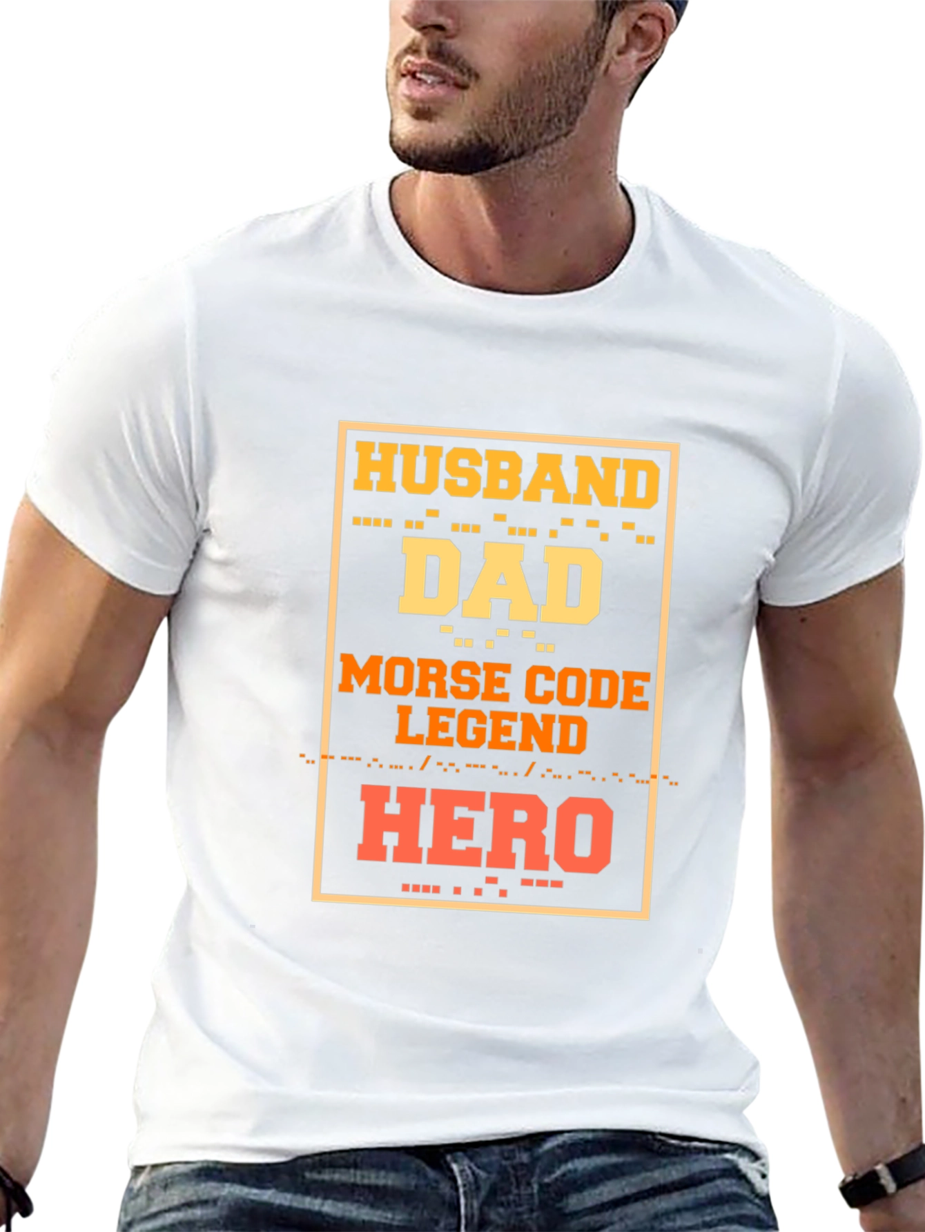 Husband Dad Hero Morse Code Legend T-Shirt