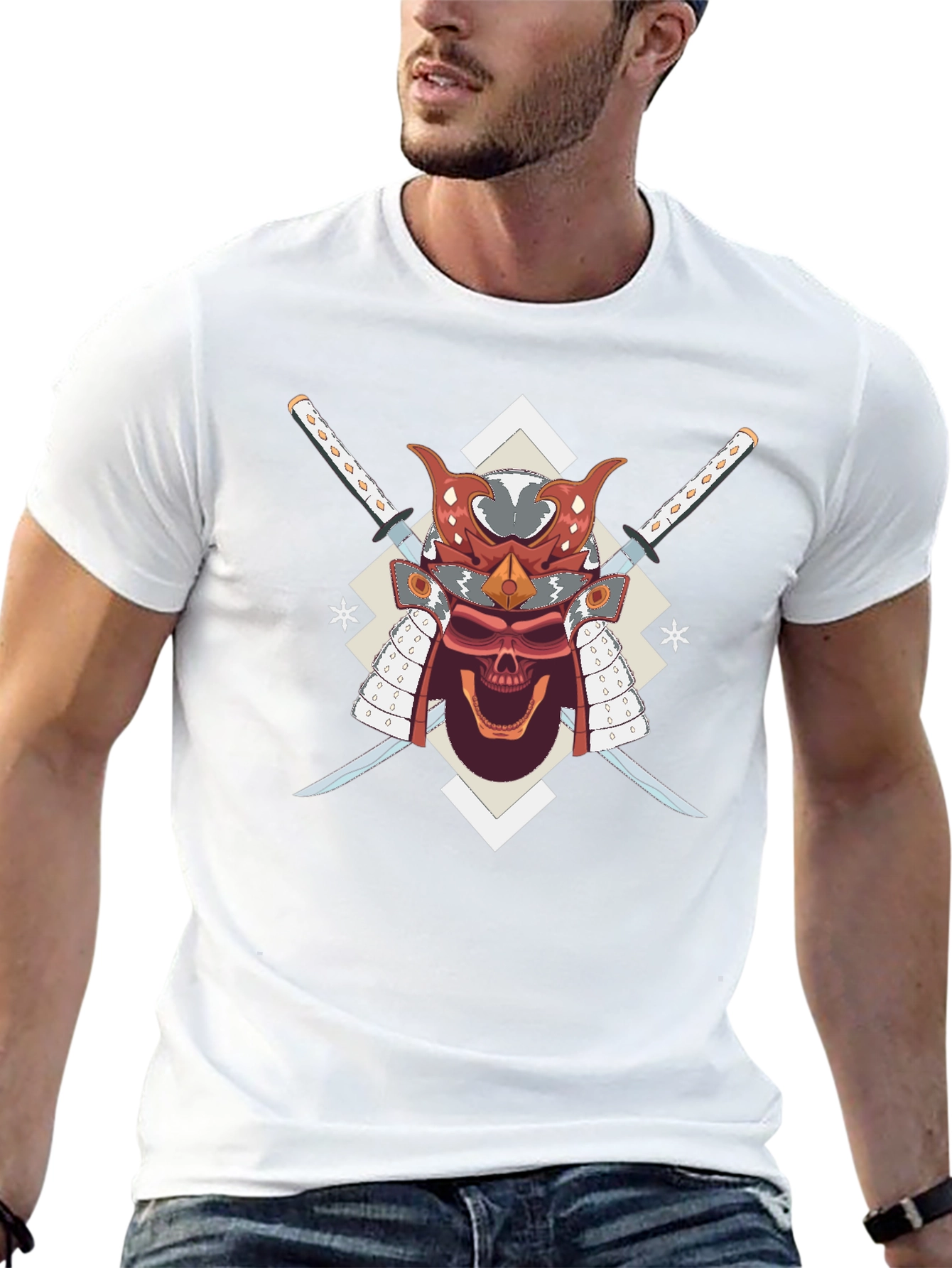 Samurai Skull Graphic Tee - Cool Graphic T-Shirt