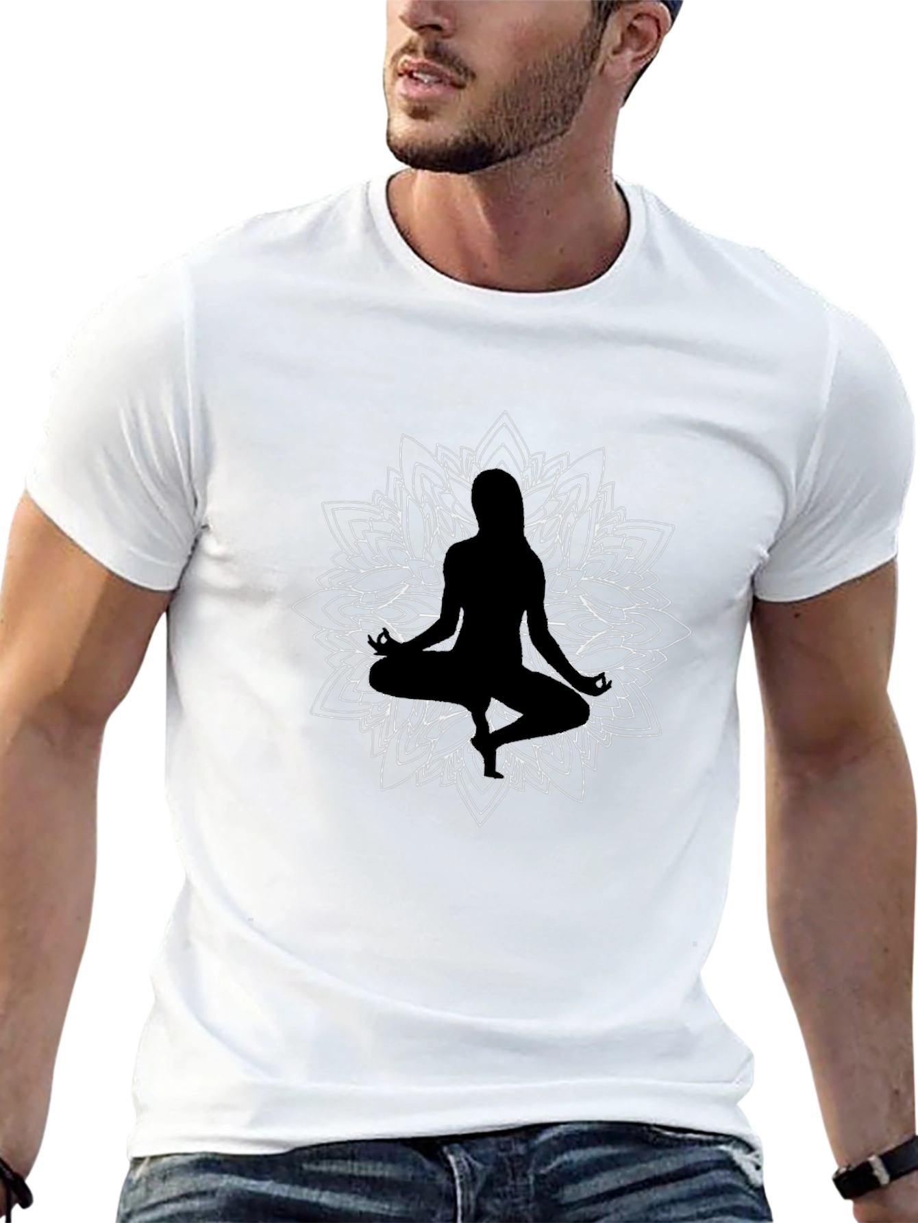 Meditative Mandala Graphic Tee - Black