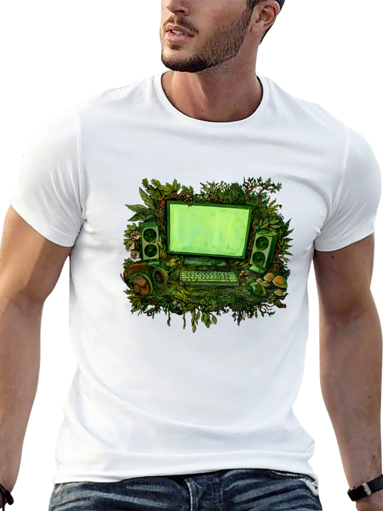 Nature Computer Graphic Tee - Black