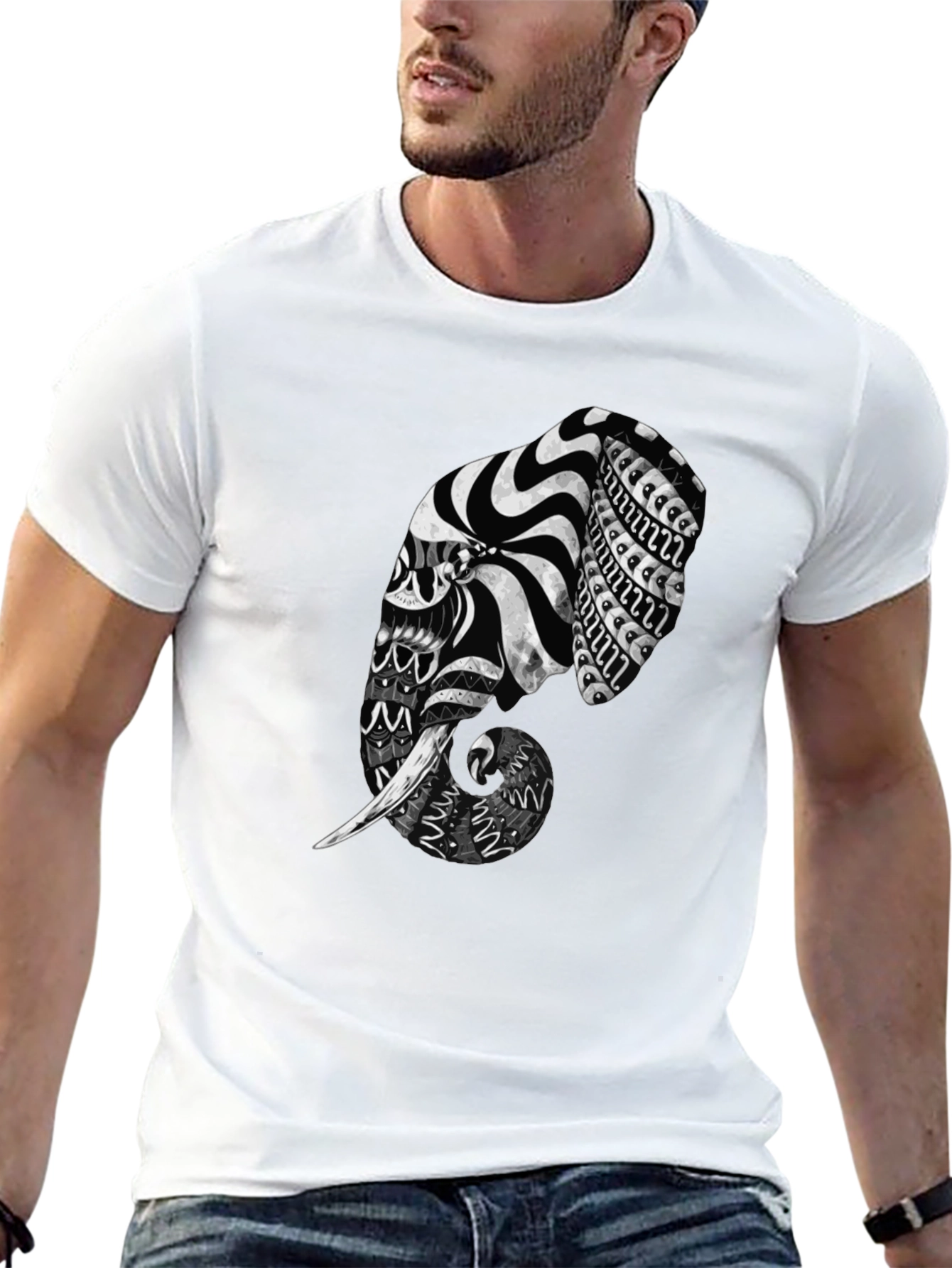 Elephant Art Black T-Shirt