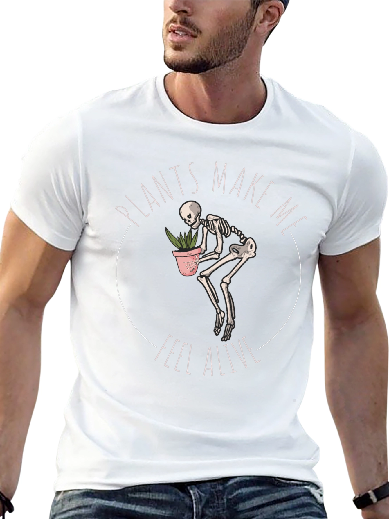 Plants Make Me Feel Alive Skeleton Graphic Tee