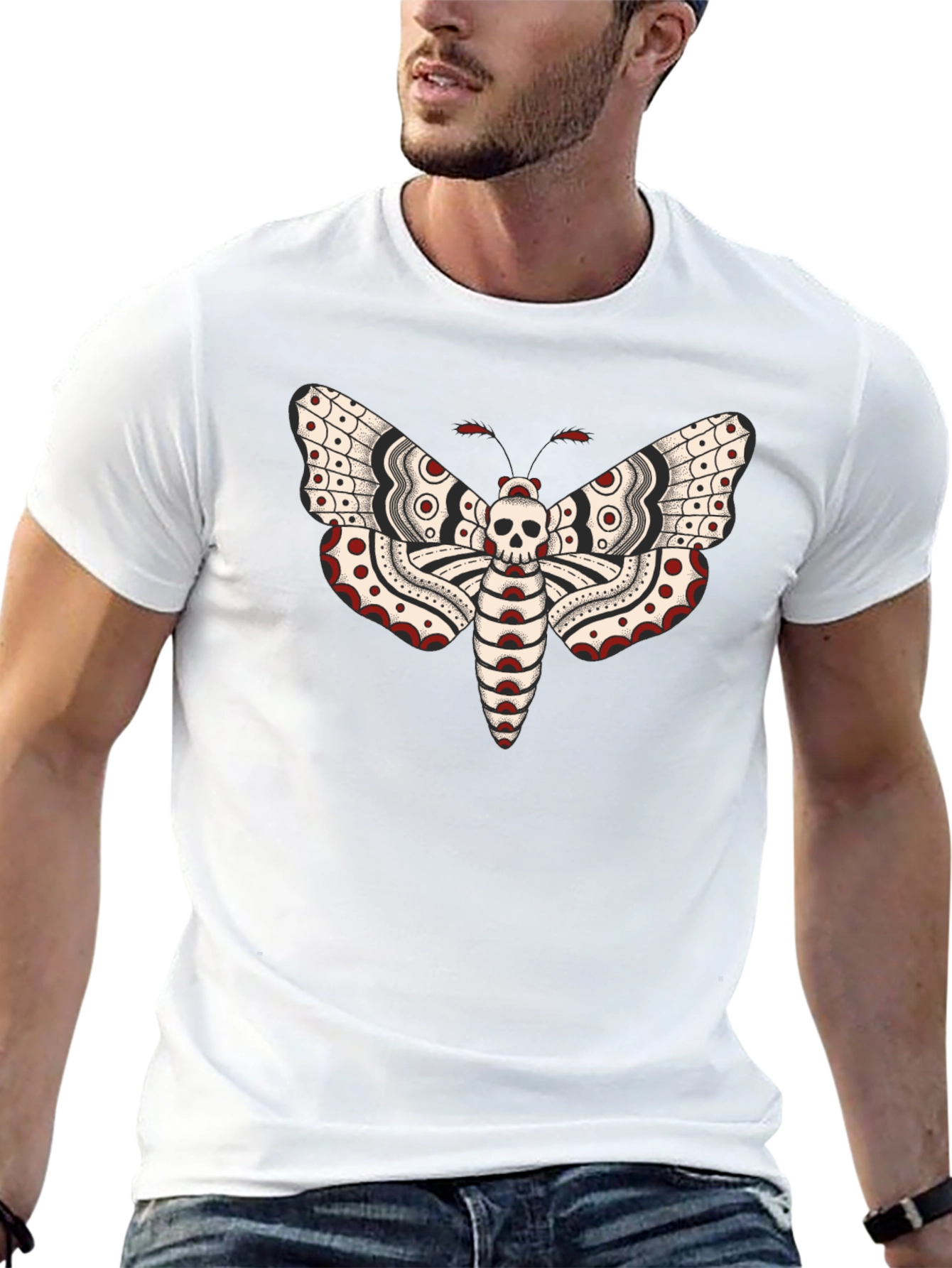 Moth Skull Graphic Tee - Black T-Shirt