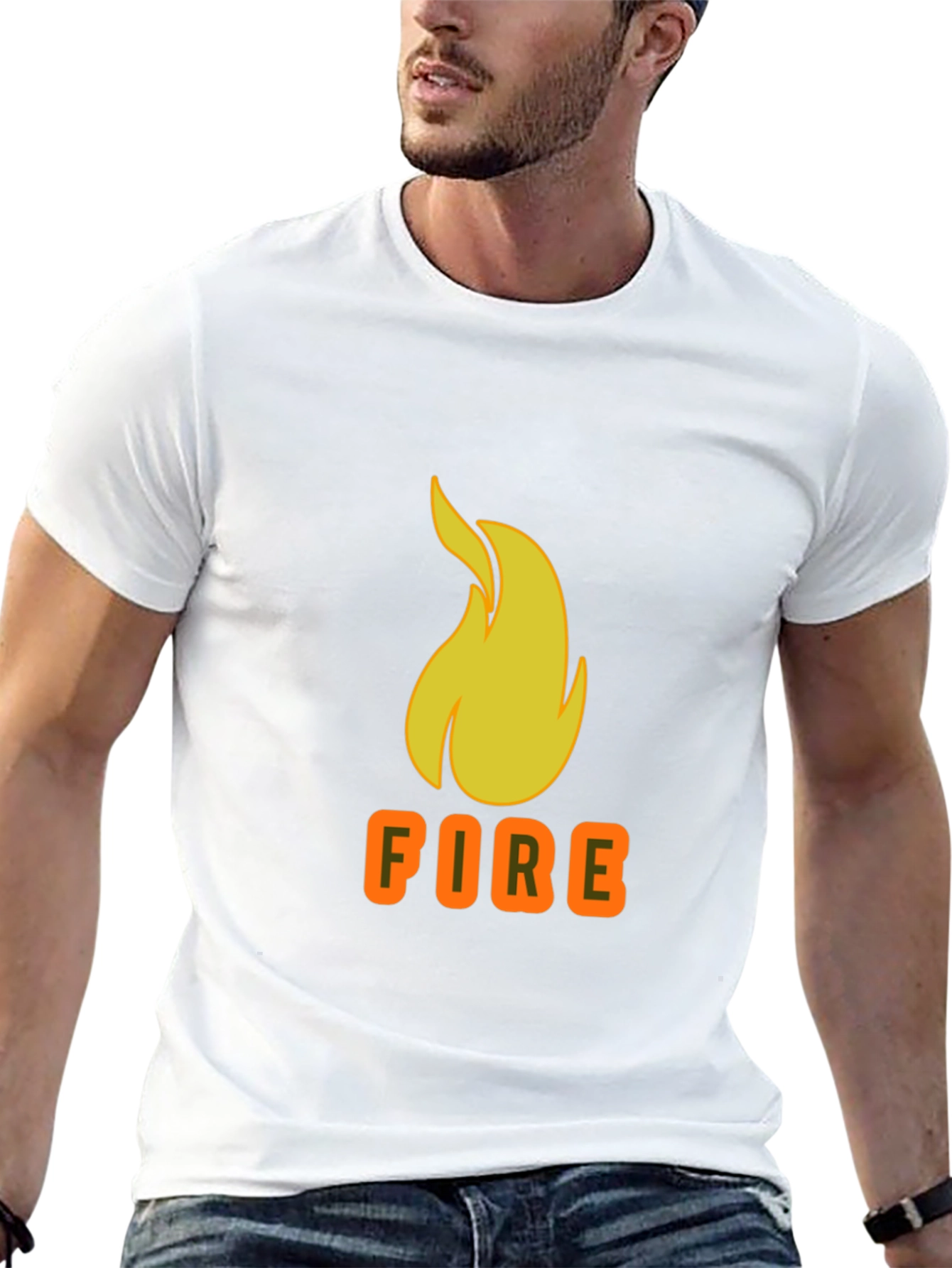 Flame Graphic Tee - Black Cotton T-Shirt