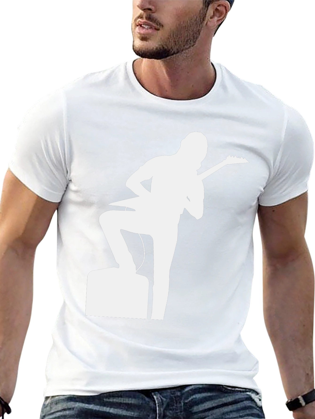 Guitar Player Graphic Tee - Black Cotton T-Shirt