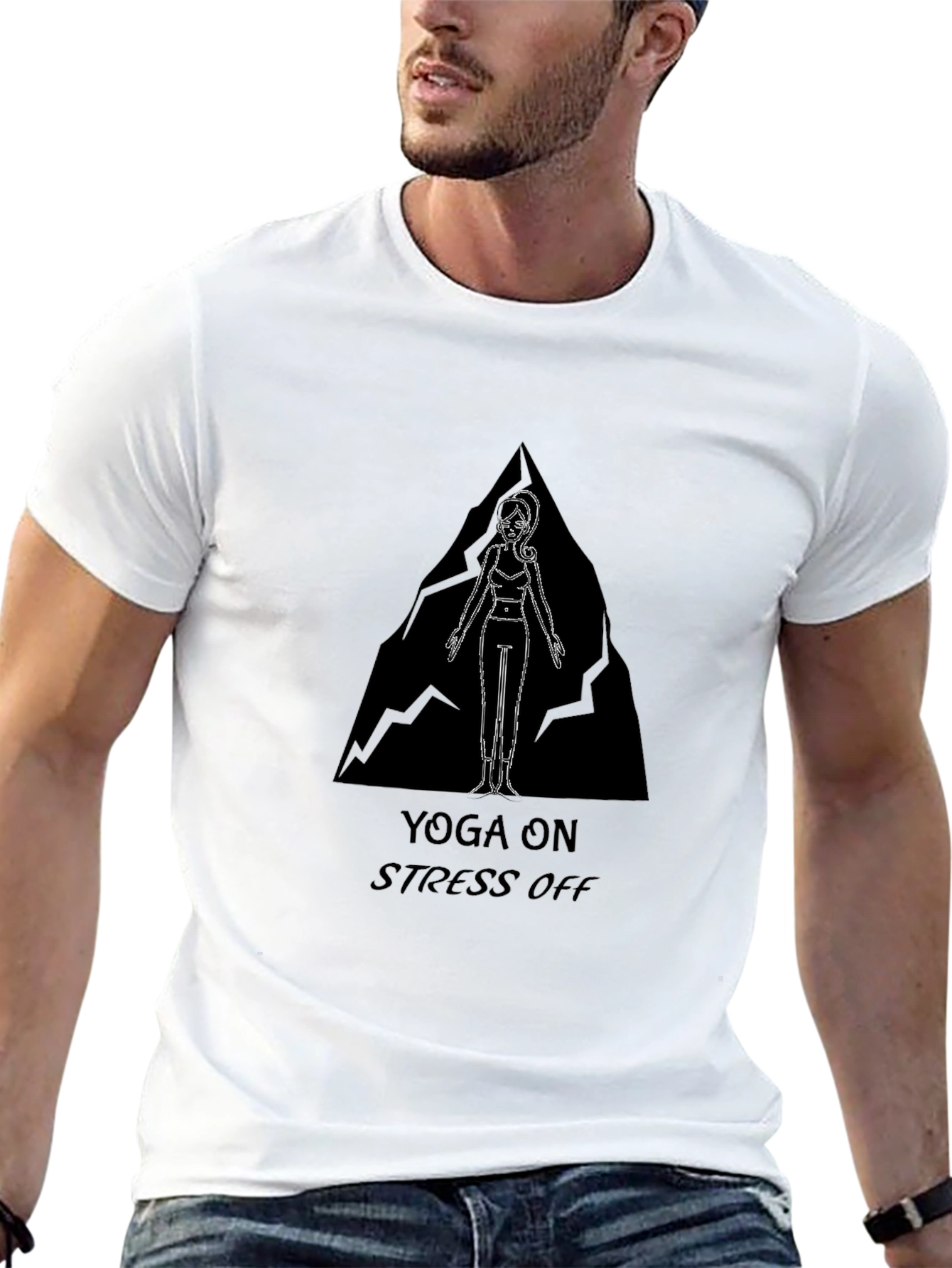 Yoga On Stress Off Black Graphic Tee