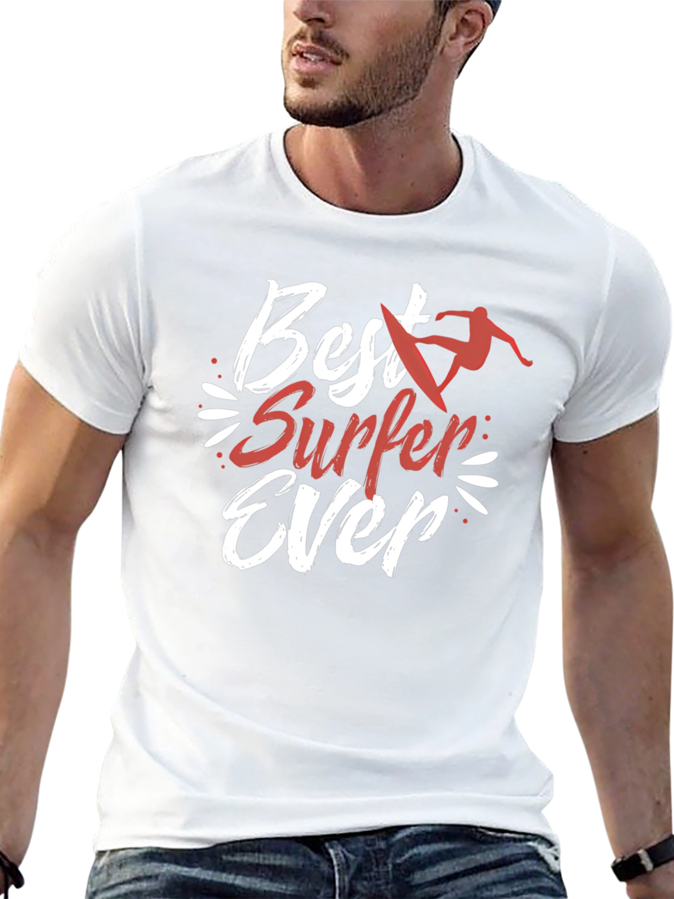 Best Surfer Ever Graphic Tee - Black Cotton T-Shirt