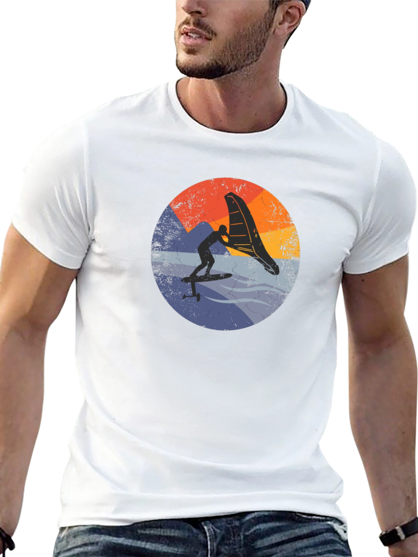 Retro Wing Foiling T-Shirt - Black Surf Tee