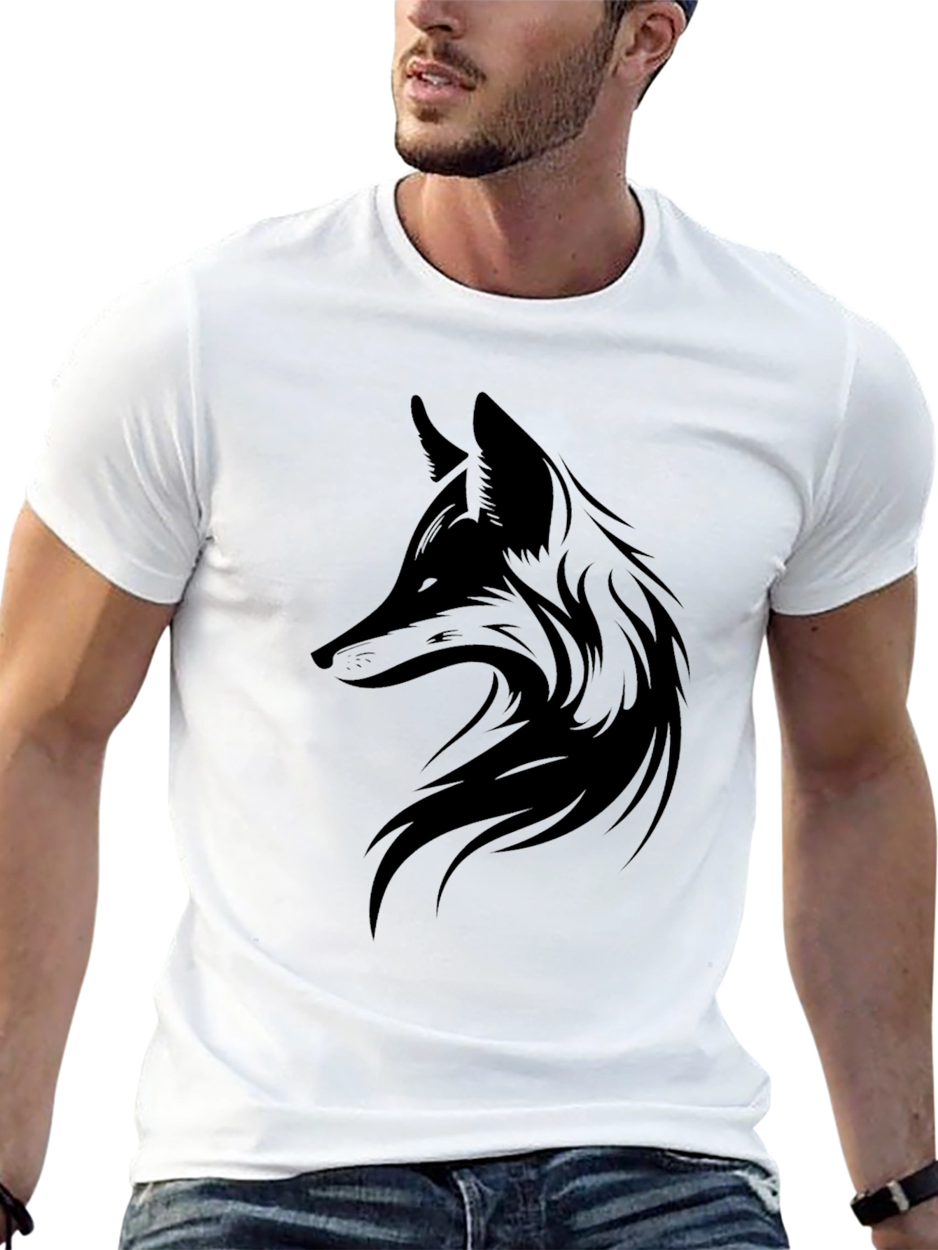 Mens Black Fox Graphic Tee - Stylish Casual Wear