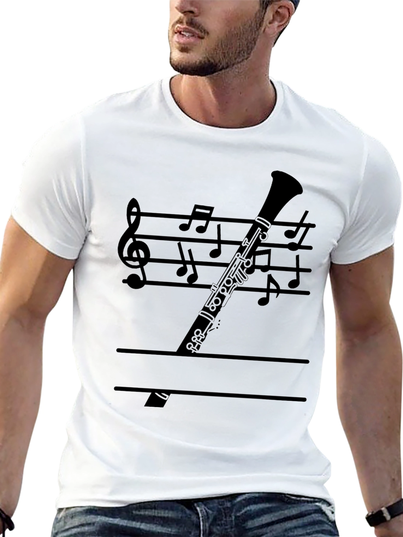 Musical Clarinet T-Shirt - Black Graphic Tee