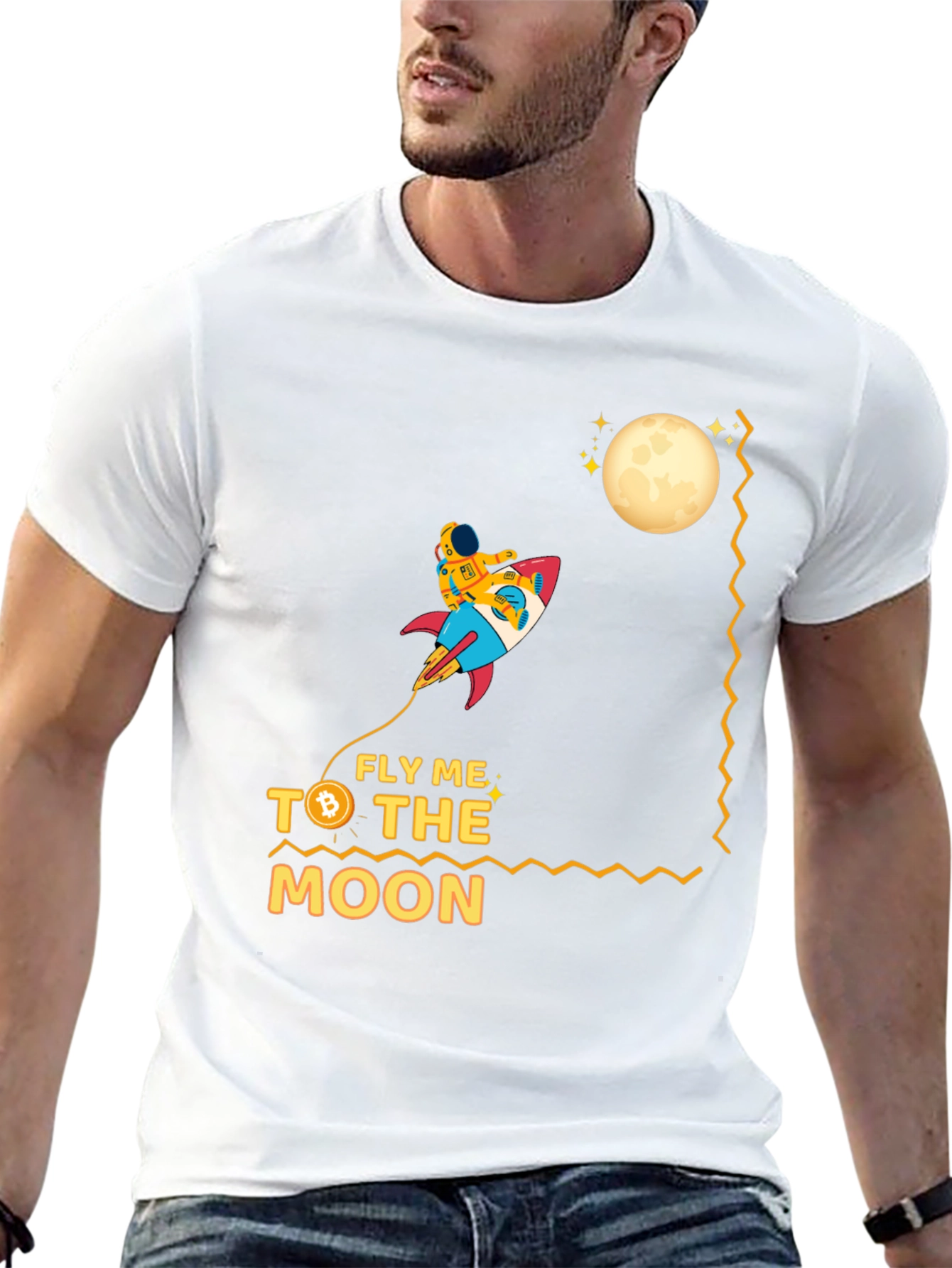 Fly Me to the Moon Bitcoin Graphic T-Shirt
