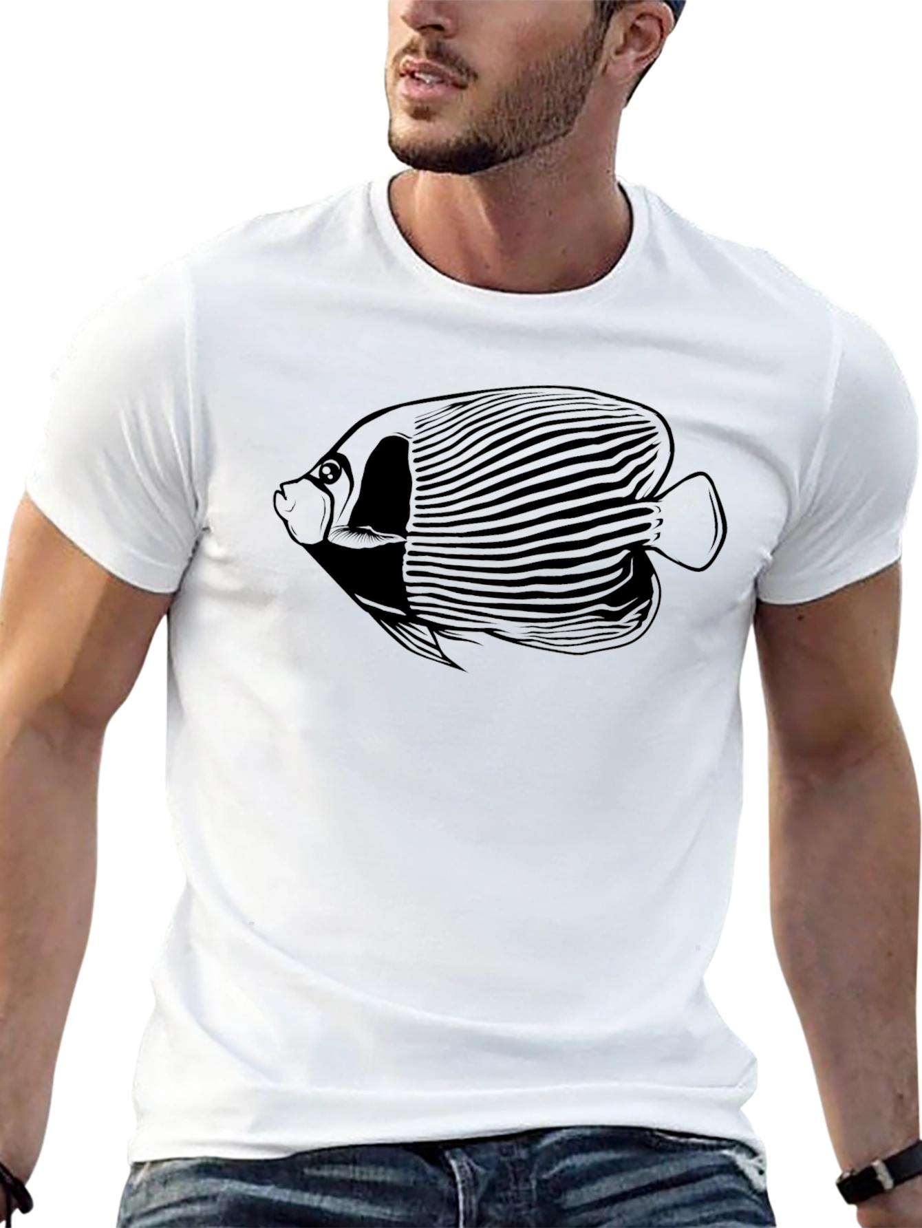 Angelfish Graphic Tee - Black Cotton T-Shirt