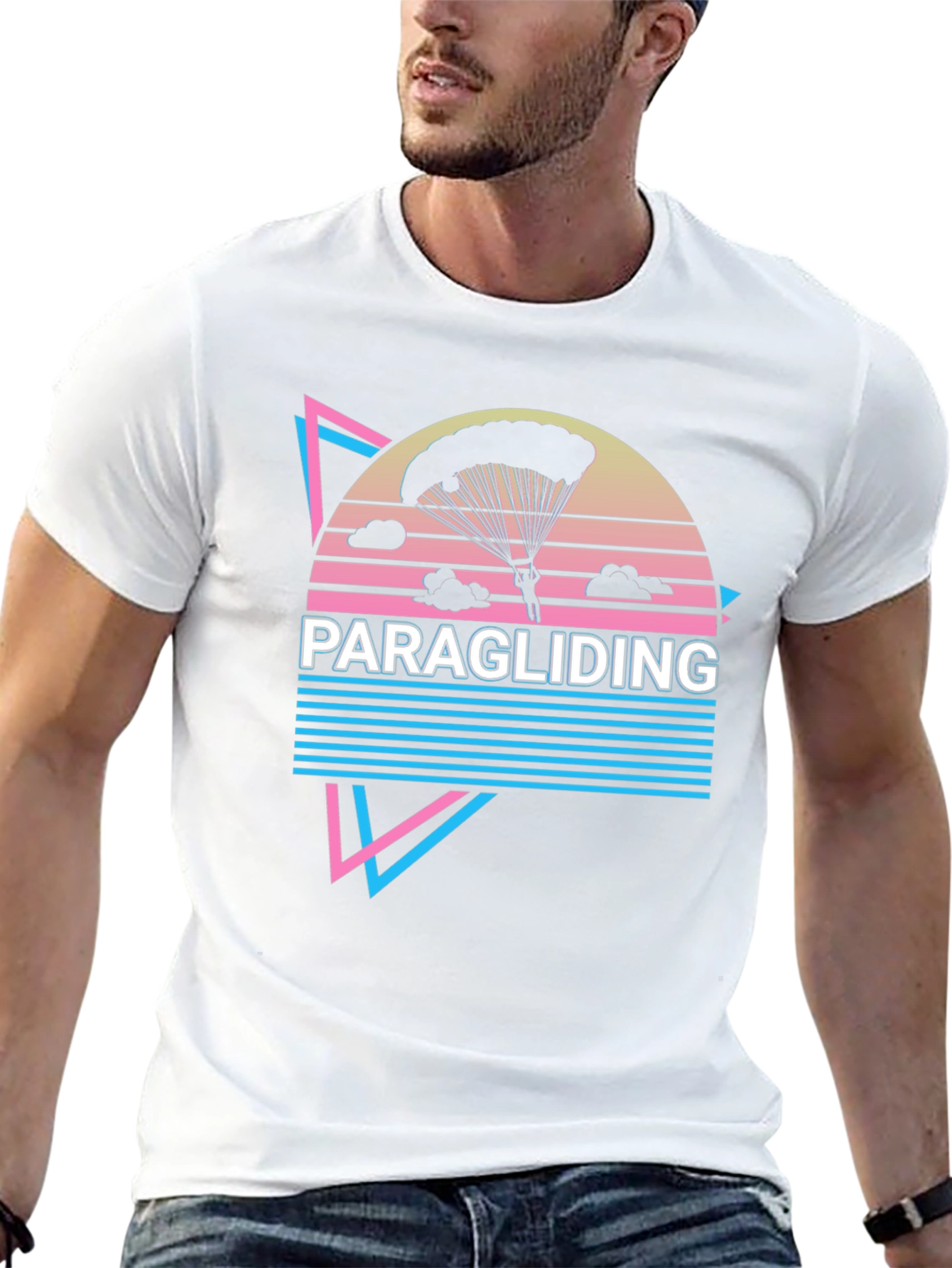 Paragliding Graphic Tee - Retro Style Adventure Shirt