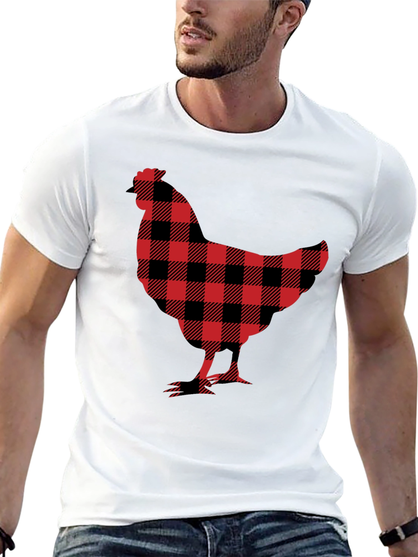 Buffalo Plaid Chicken Graphic Tee