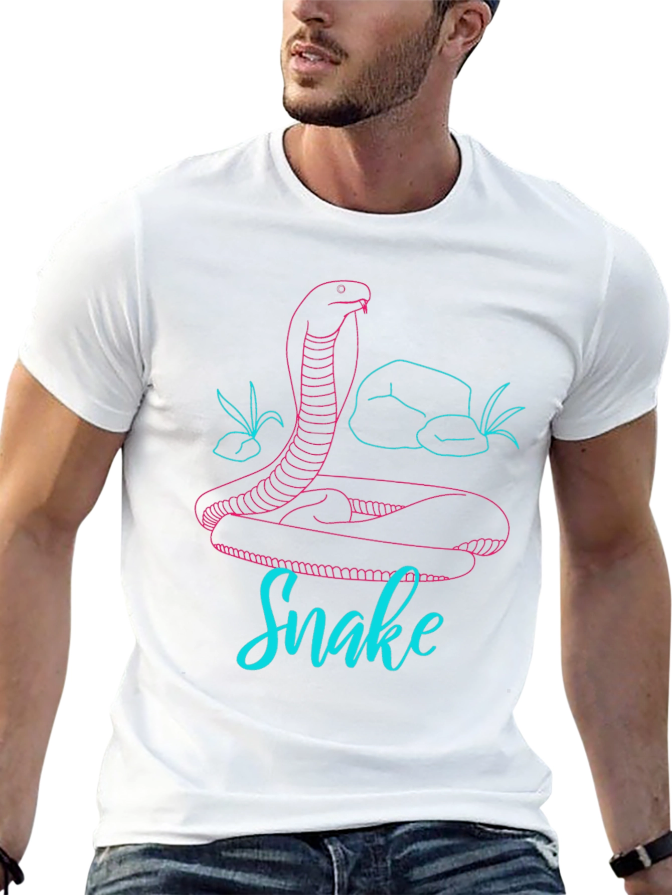 Snake Graphic Tee - Modern Line Art Design