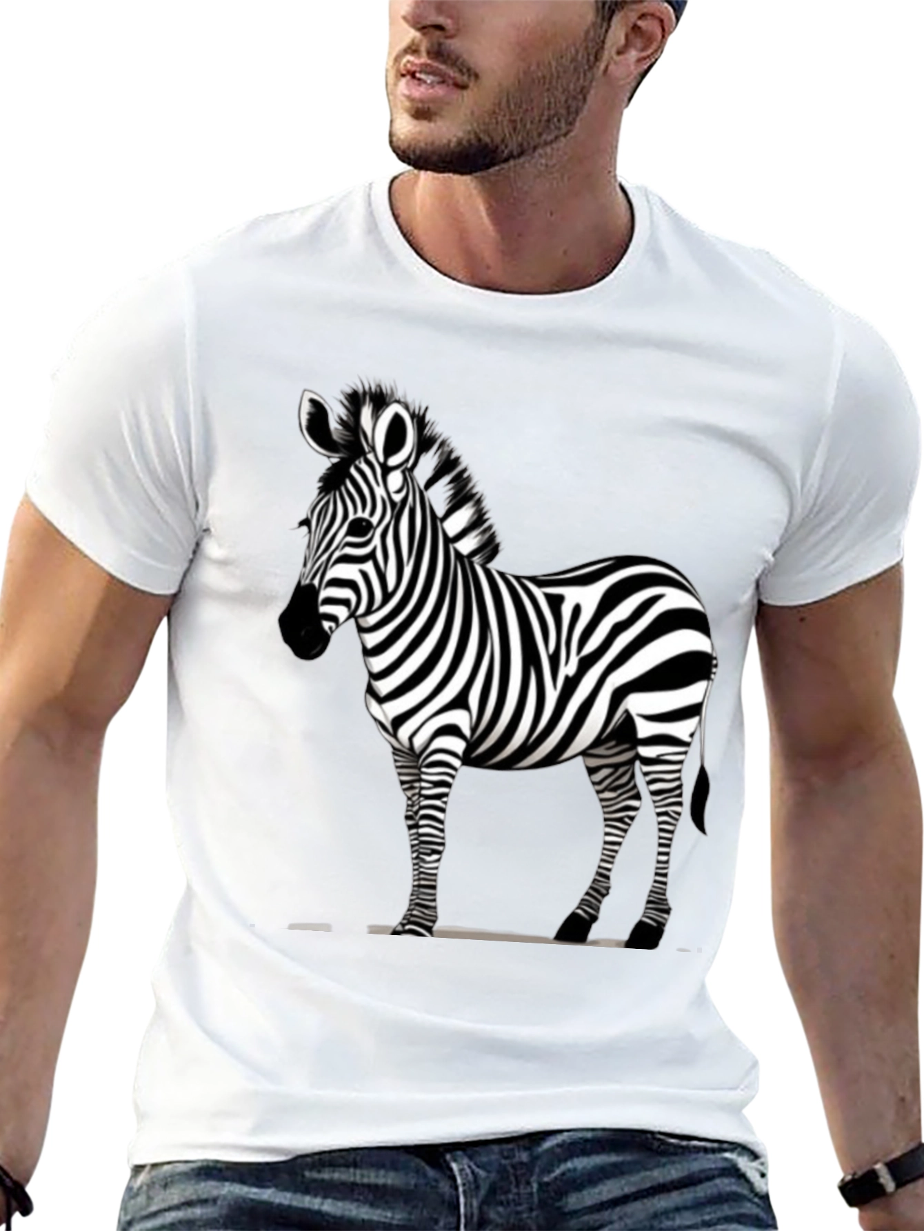 Zebra Print Crew Neck T-Shirt - Stylish & Unique