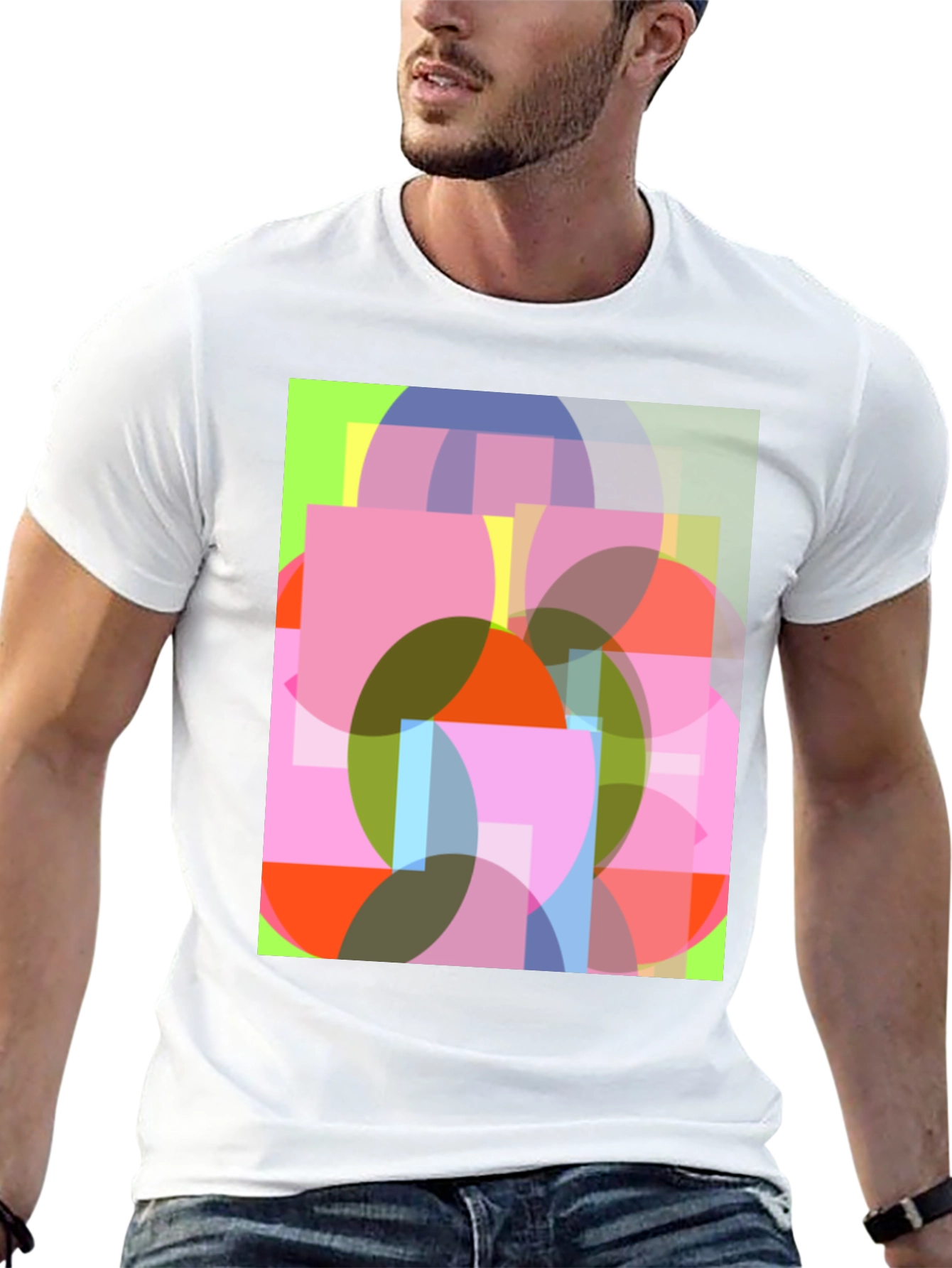 Abstract Geometric Design Black T-Shirt