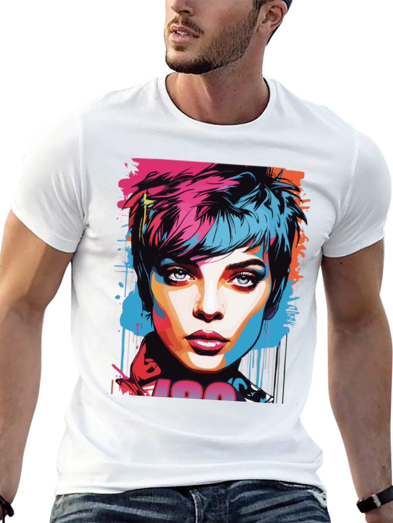 Pop Art Womans Portrait Graphic T-Shirt