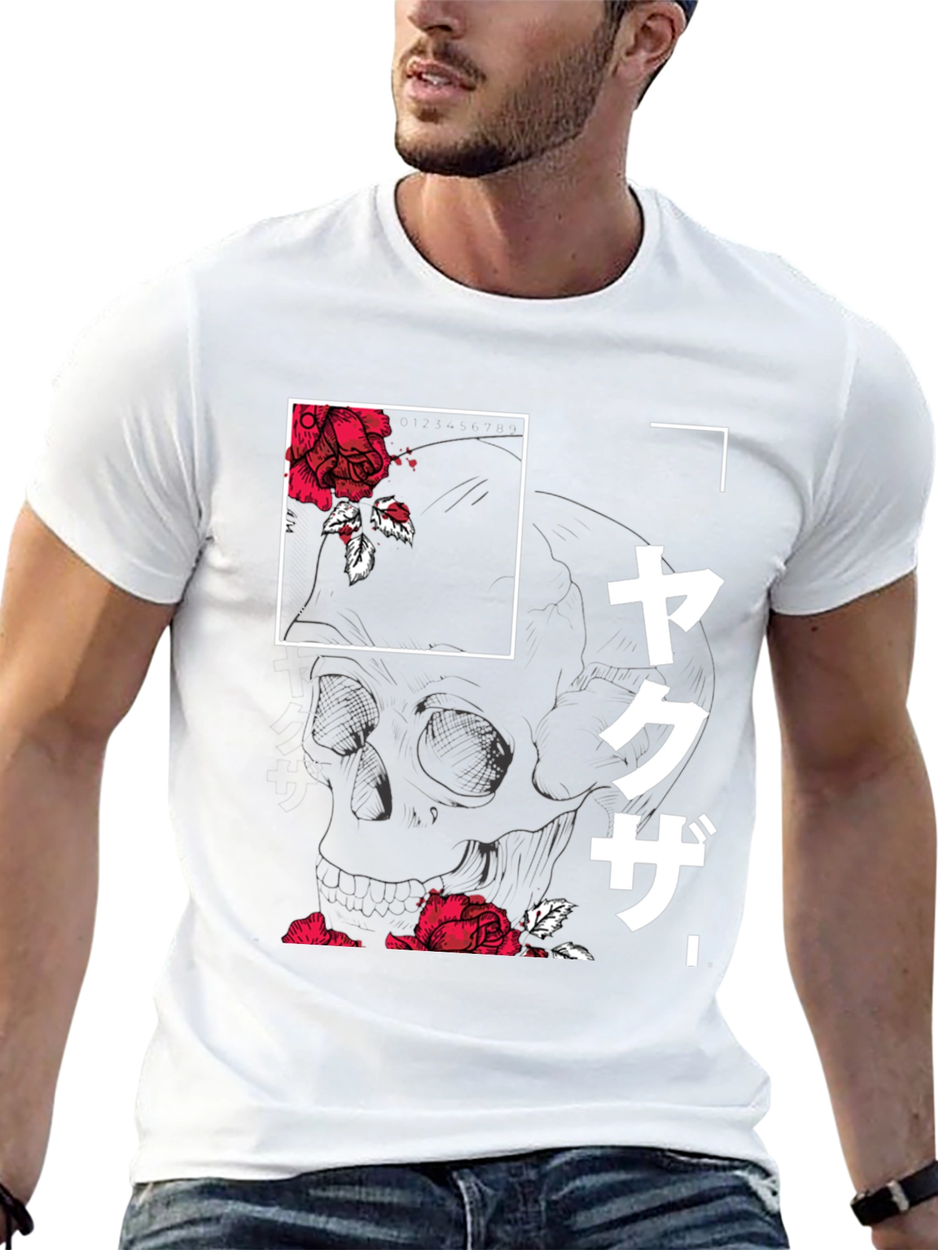 Yakuza Skull & Roses Graphic T-Shirt