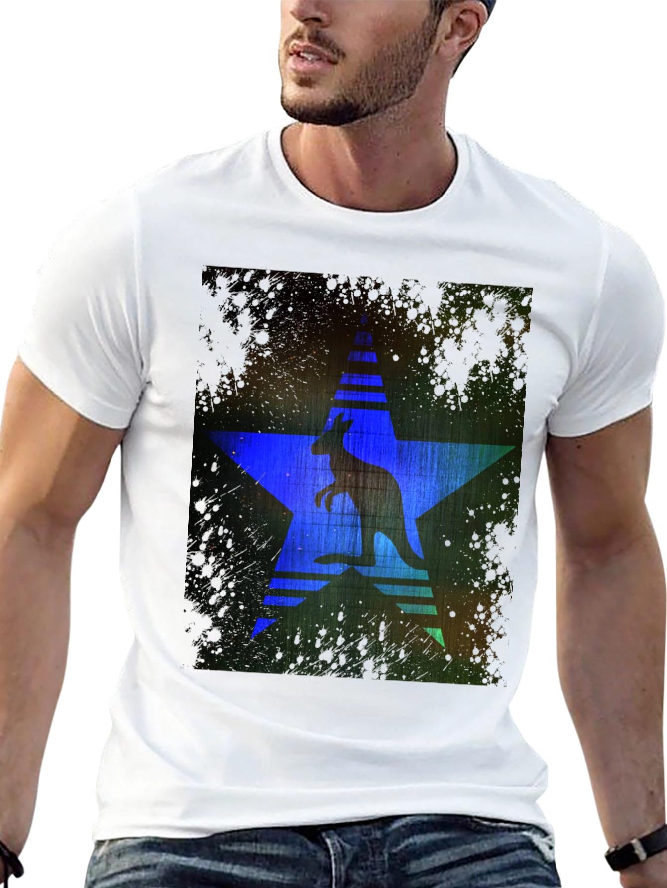 Kangaroo Star Graphic Print T-Shirt