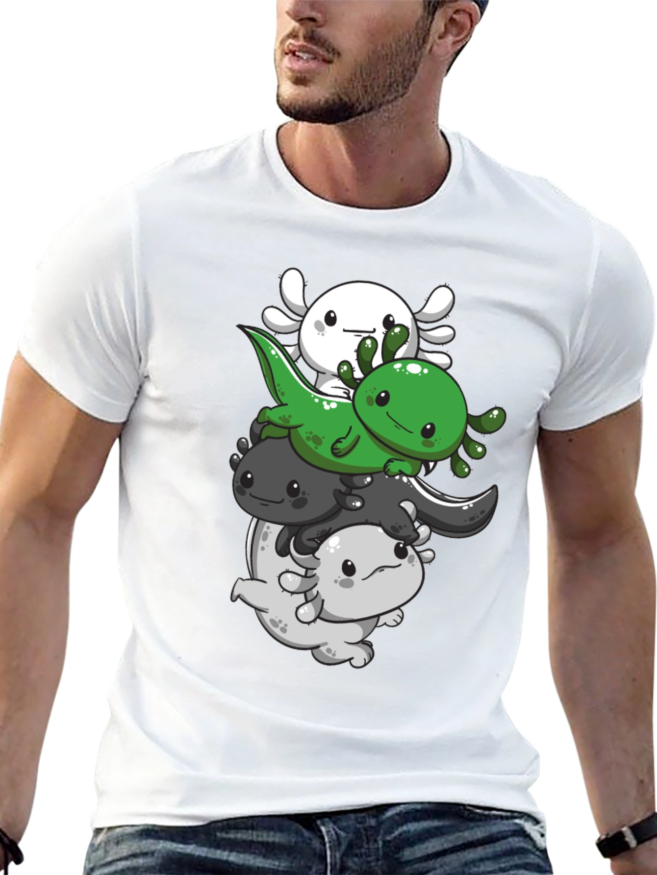 Axolotl Stack T-Shirt - Cute Amphibian Design
