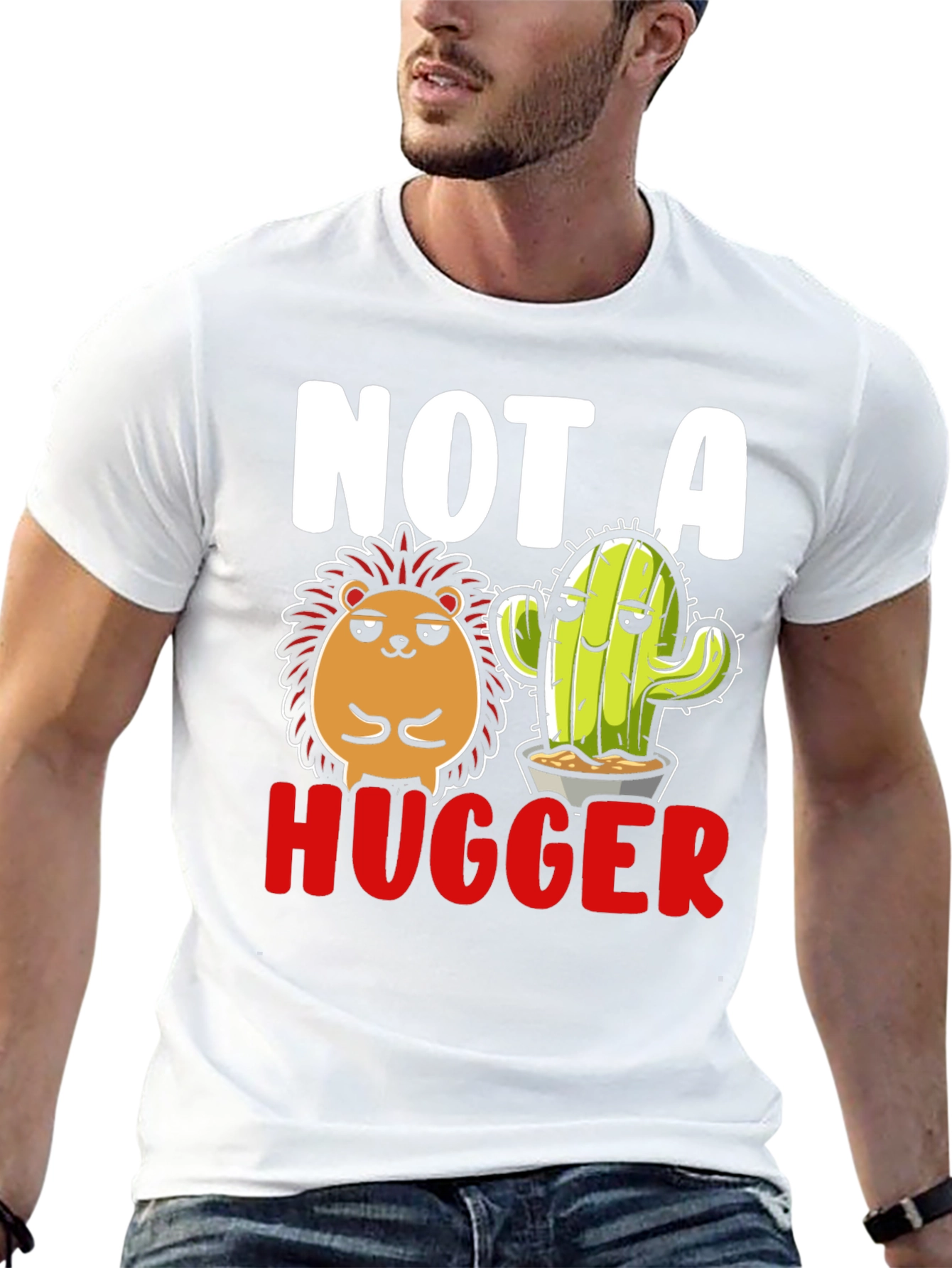 Not A Hugger T-Shirt - Hedgehog & Cactus