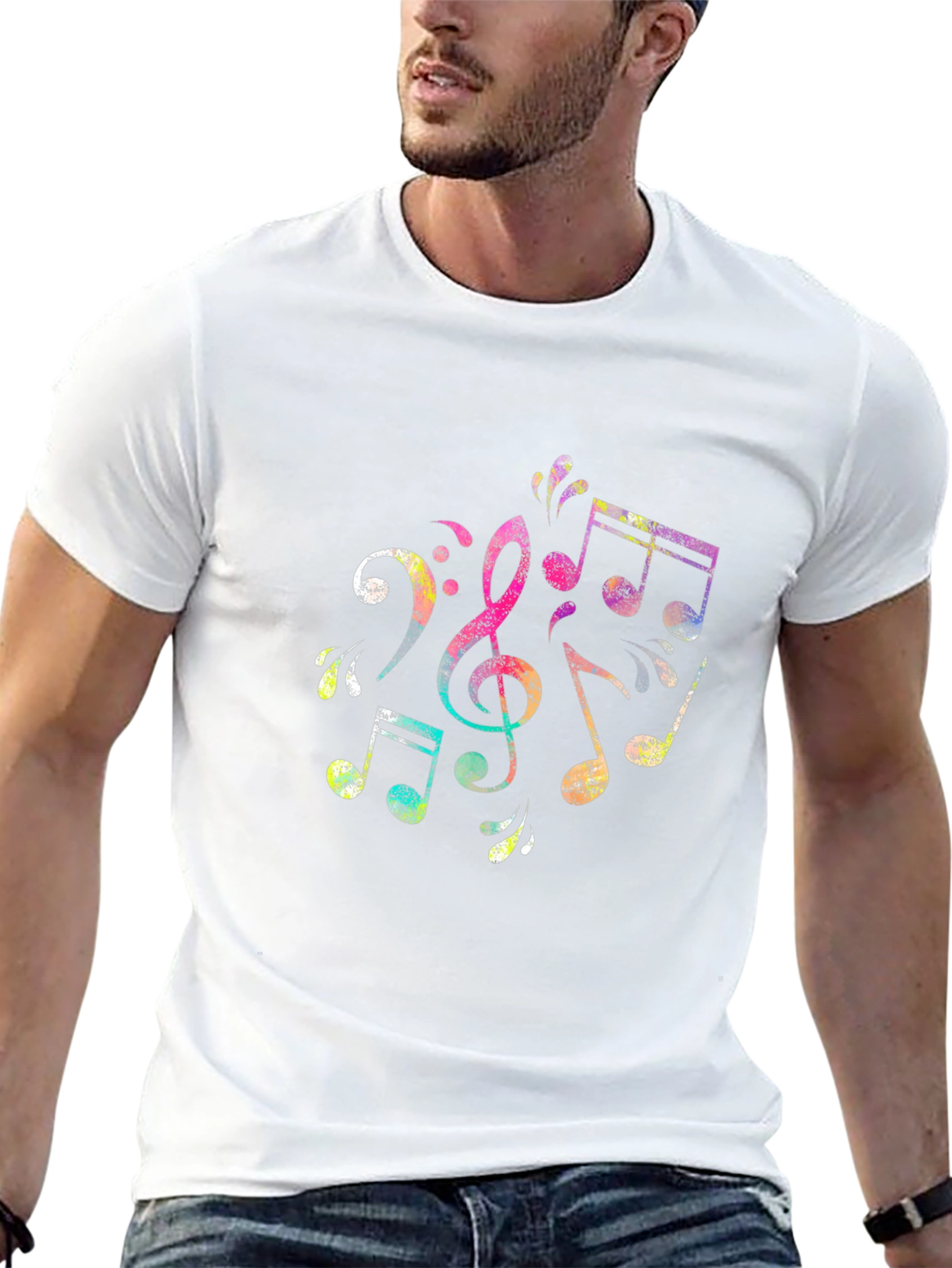Musical Notes Graphic Black T-Shirt
