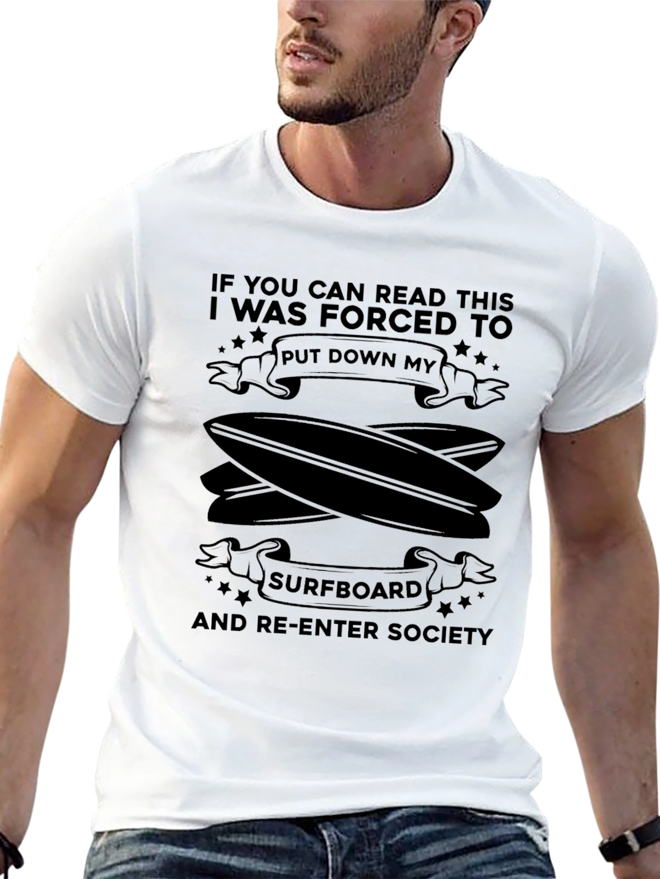 Funny Surfboard T-Shirt - Re-Enter Society Tee