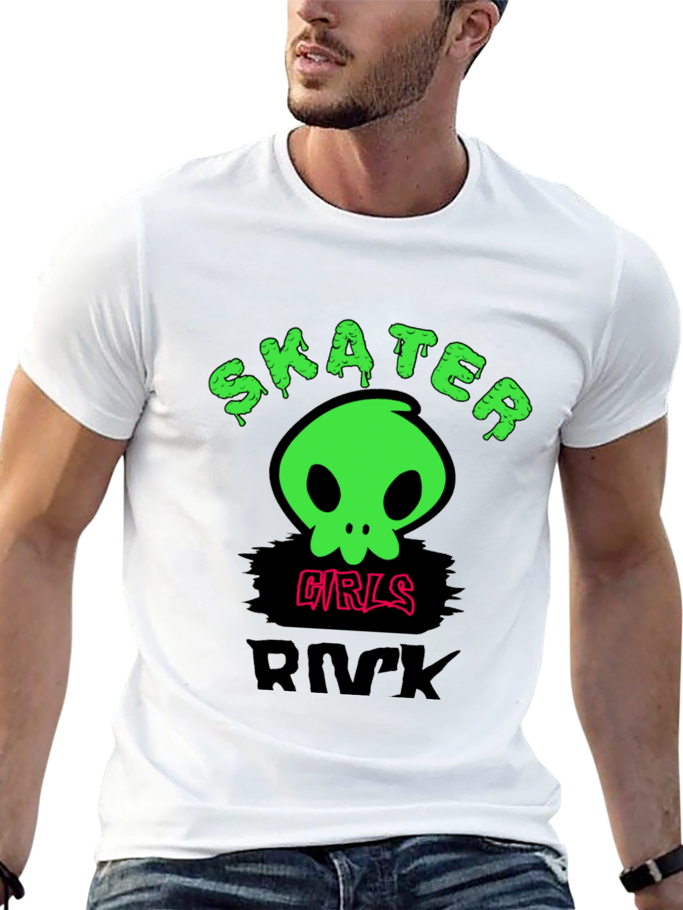 Skater Girls Rock T-Shirt - Edgy Skull Design