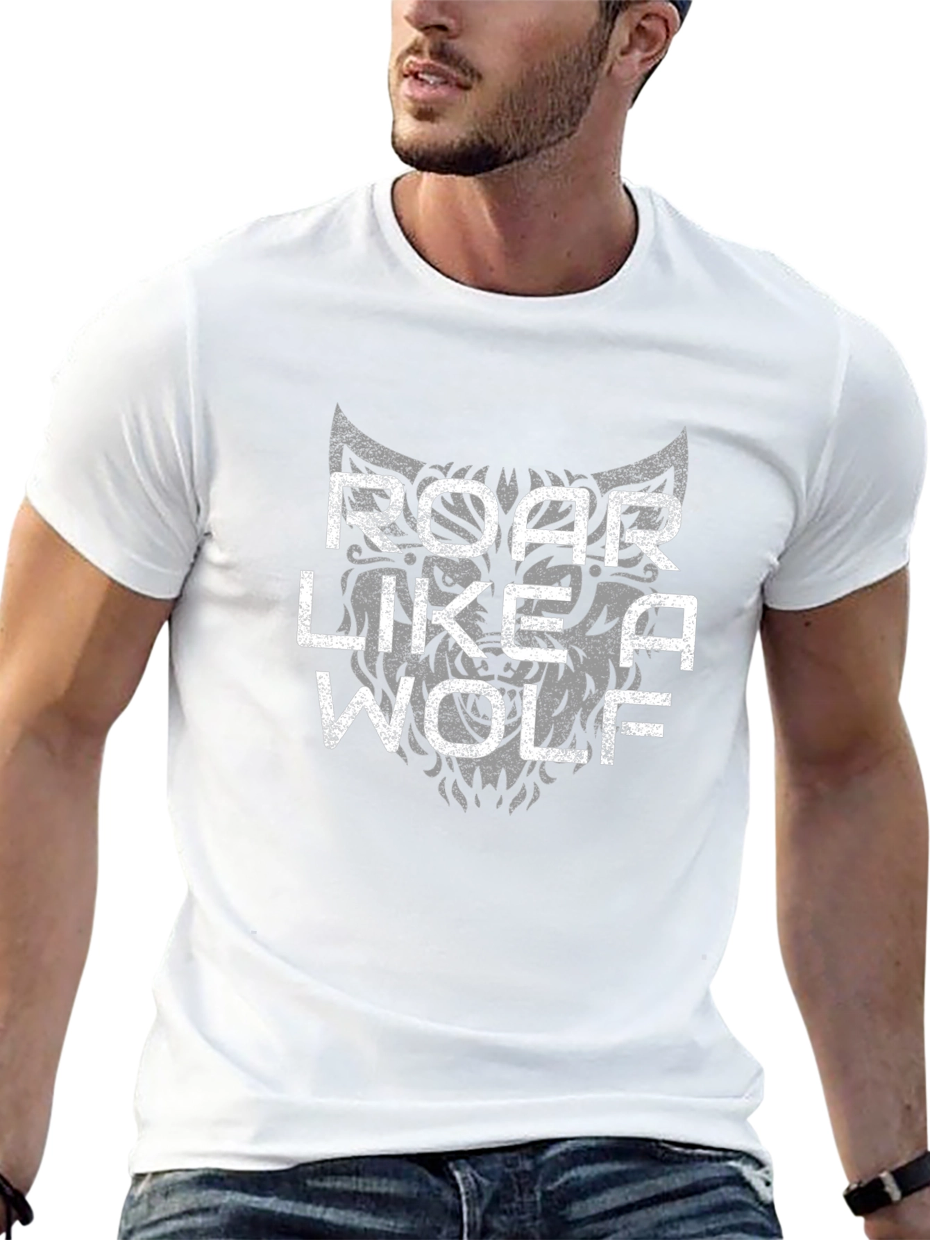 Roar Like A Wolf Graphic Tee - Black
