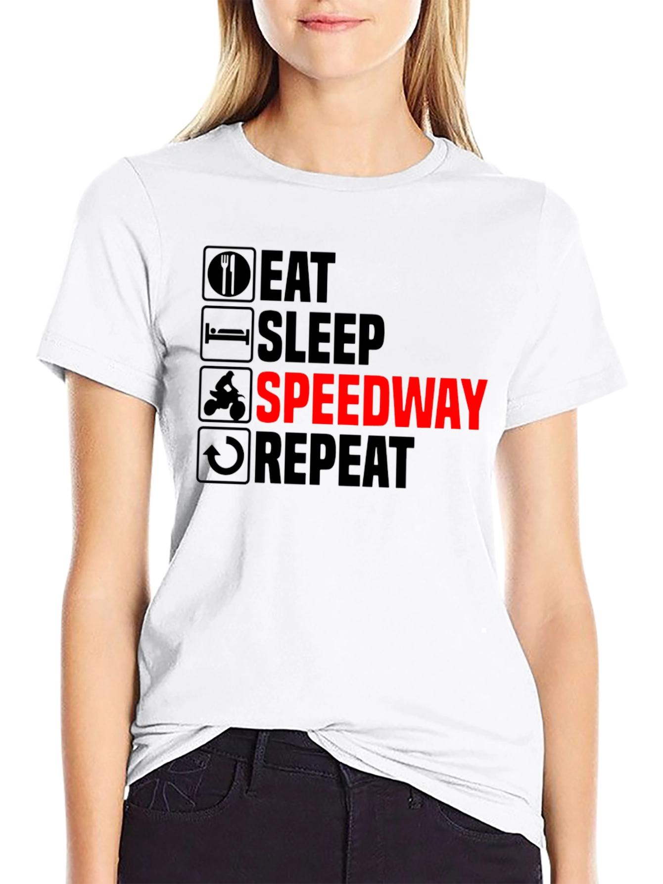 Eat Sleep Speedway Repeat - Black T-Shirt