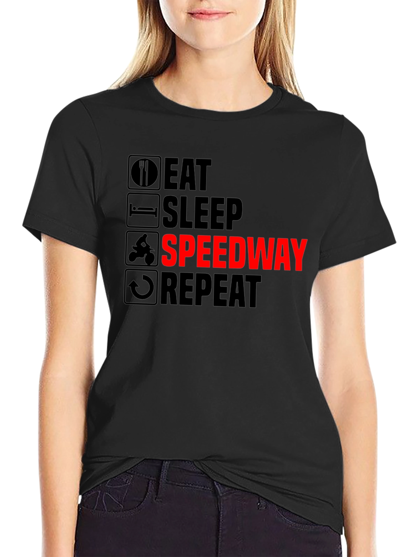 Eat Sleep Speedway Repeat - Black T-Shirt