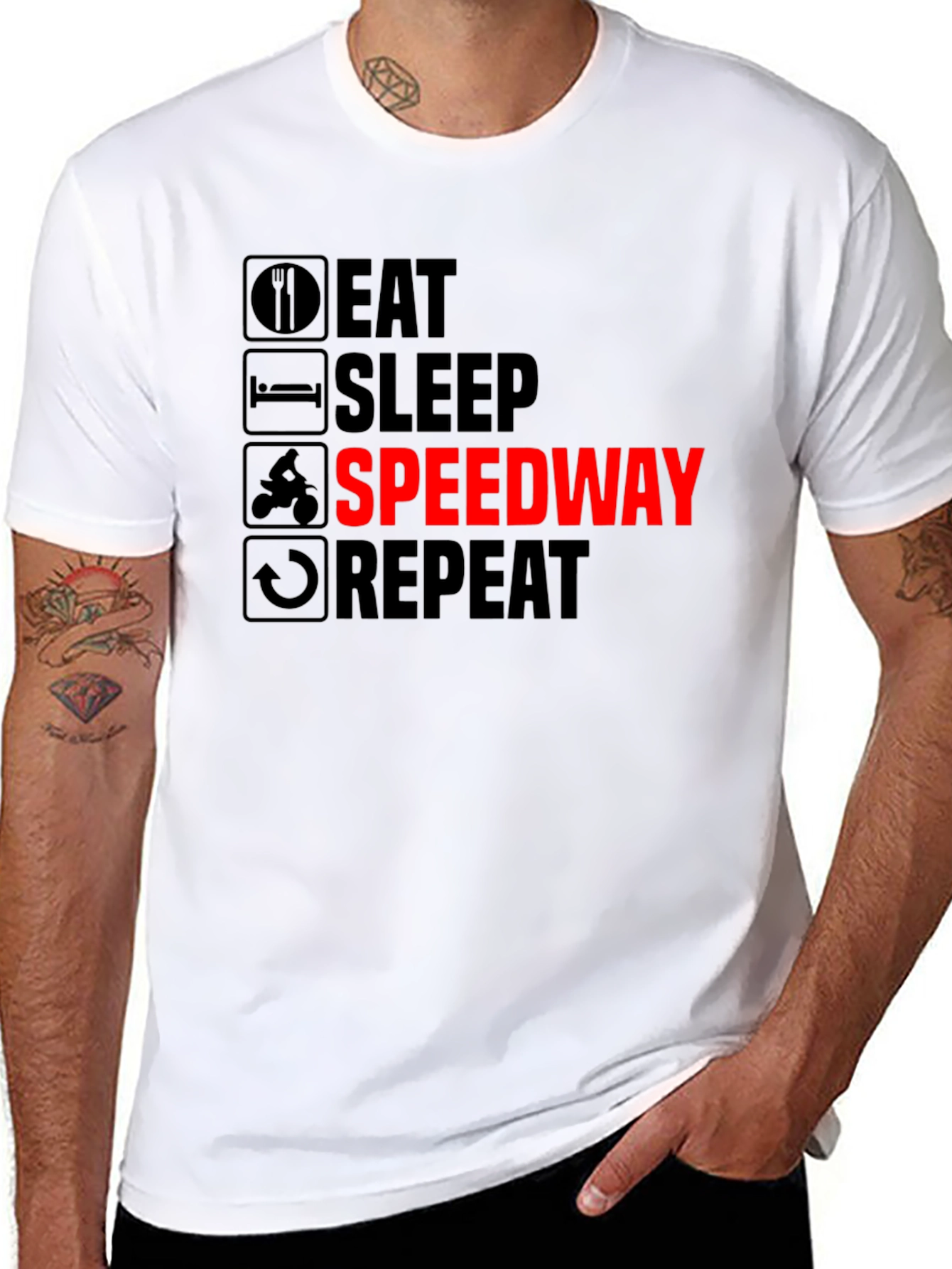 Eat Sleep Speedway Repeat - Black T-Shirt