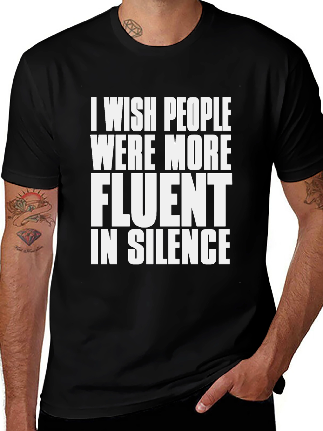 Fluent in Silence Black Graphic T-Shirt
