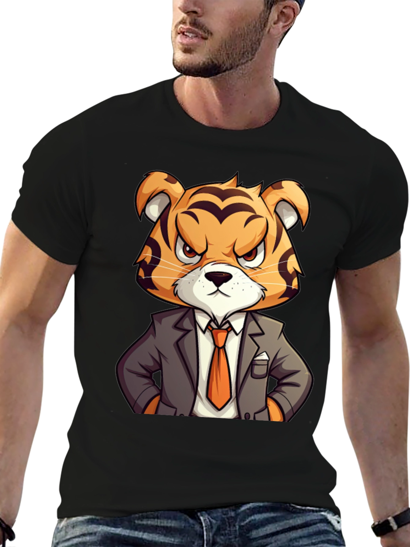 Tiger Boss Graphic T-Shirt - Cool Cartoon Design