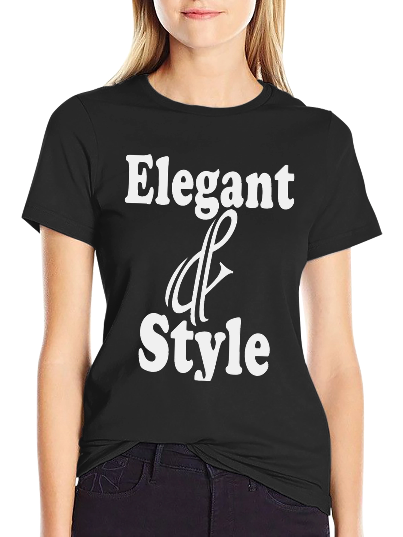 Elegant & Style Black Graphic T-Shirt