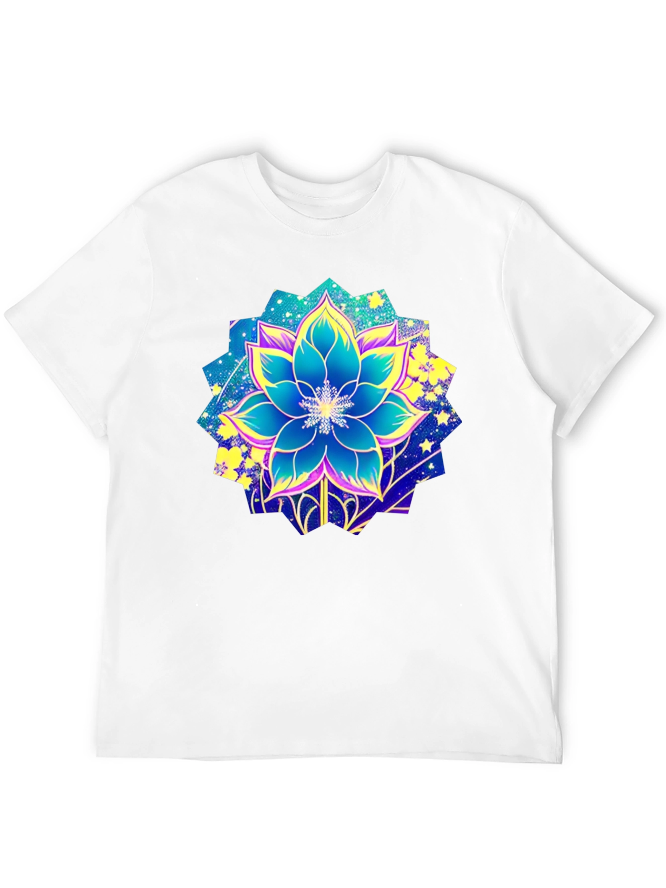 Floral Galaxy Print Black T-Shirt