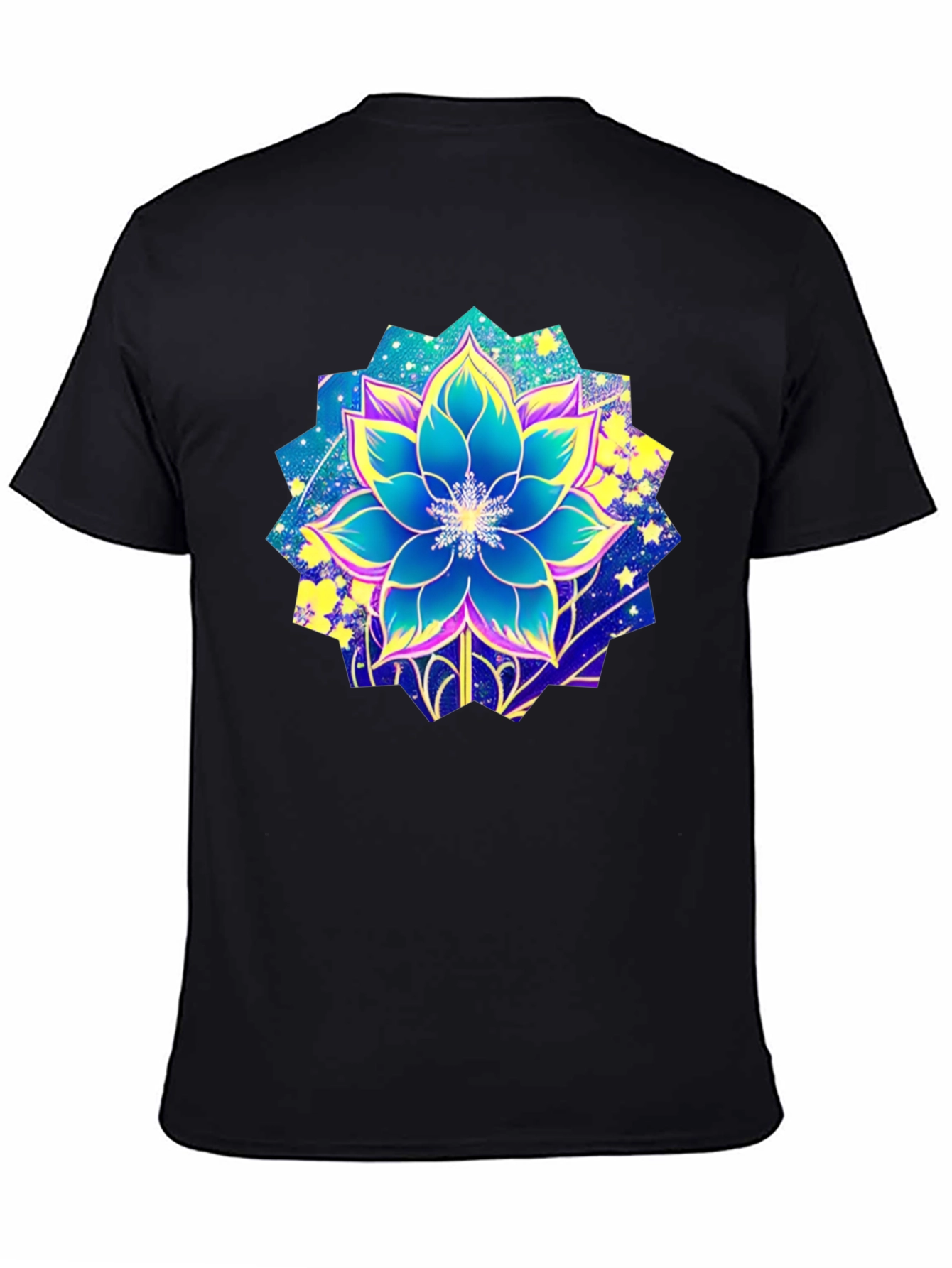Floral Galaxy Print Black T-Shirt