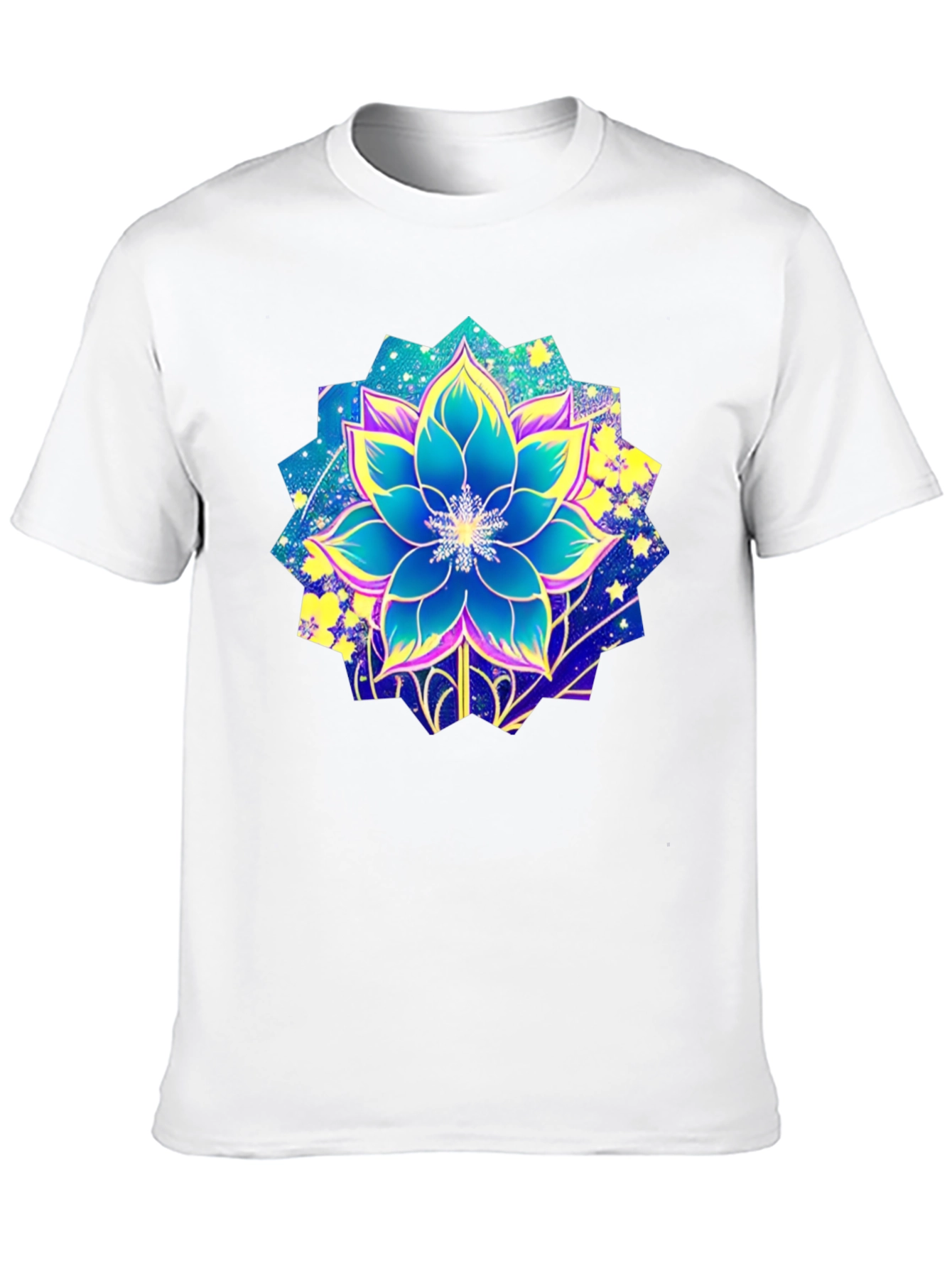 Floral Galaxy Print Black T-Shirt