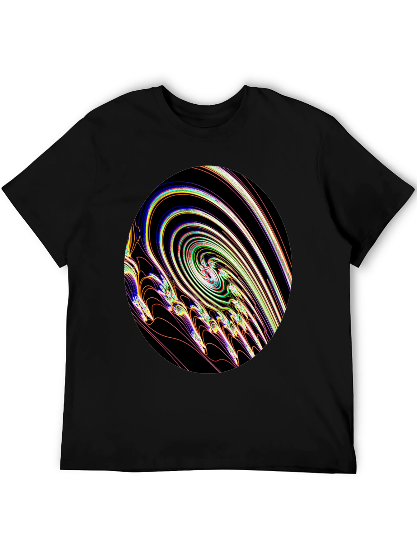 Abstract Swirl Graphic Black T-Shirt