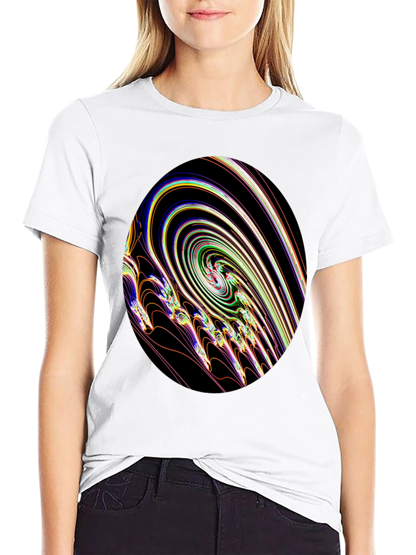 Abstract Swirl Graphic Black T-Shirt