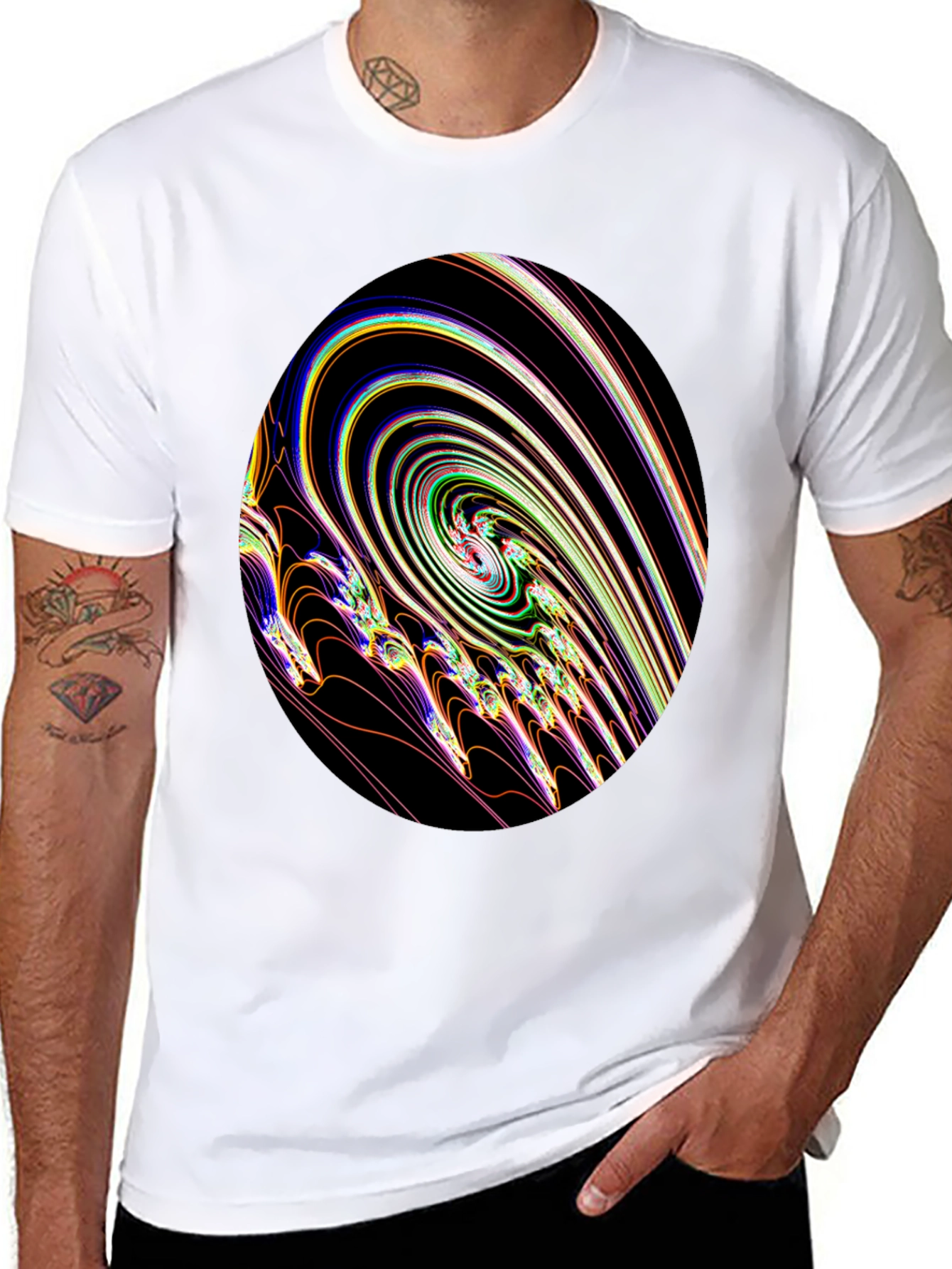 Abstract Swirl Graphic Black T-Shirt