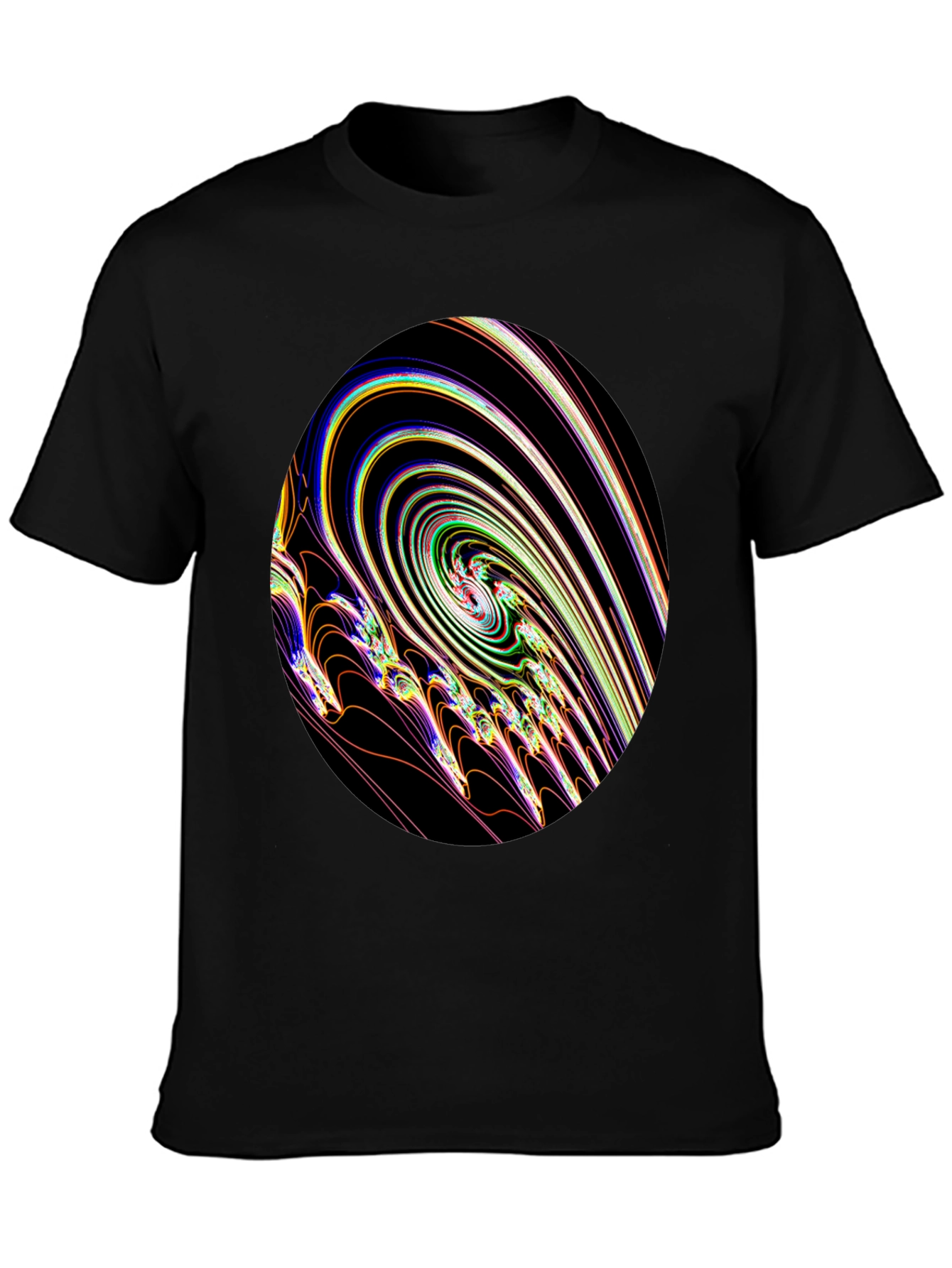 Abstract Swirl Graphic Black T-Shirt