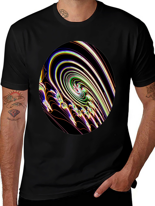 Abstract Swirl Graphic Black T-Shirt