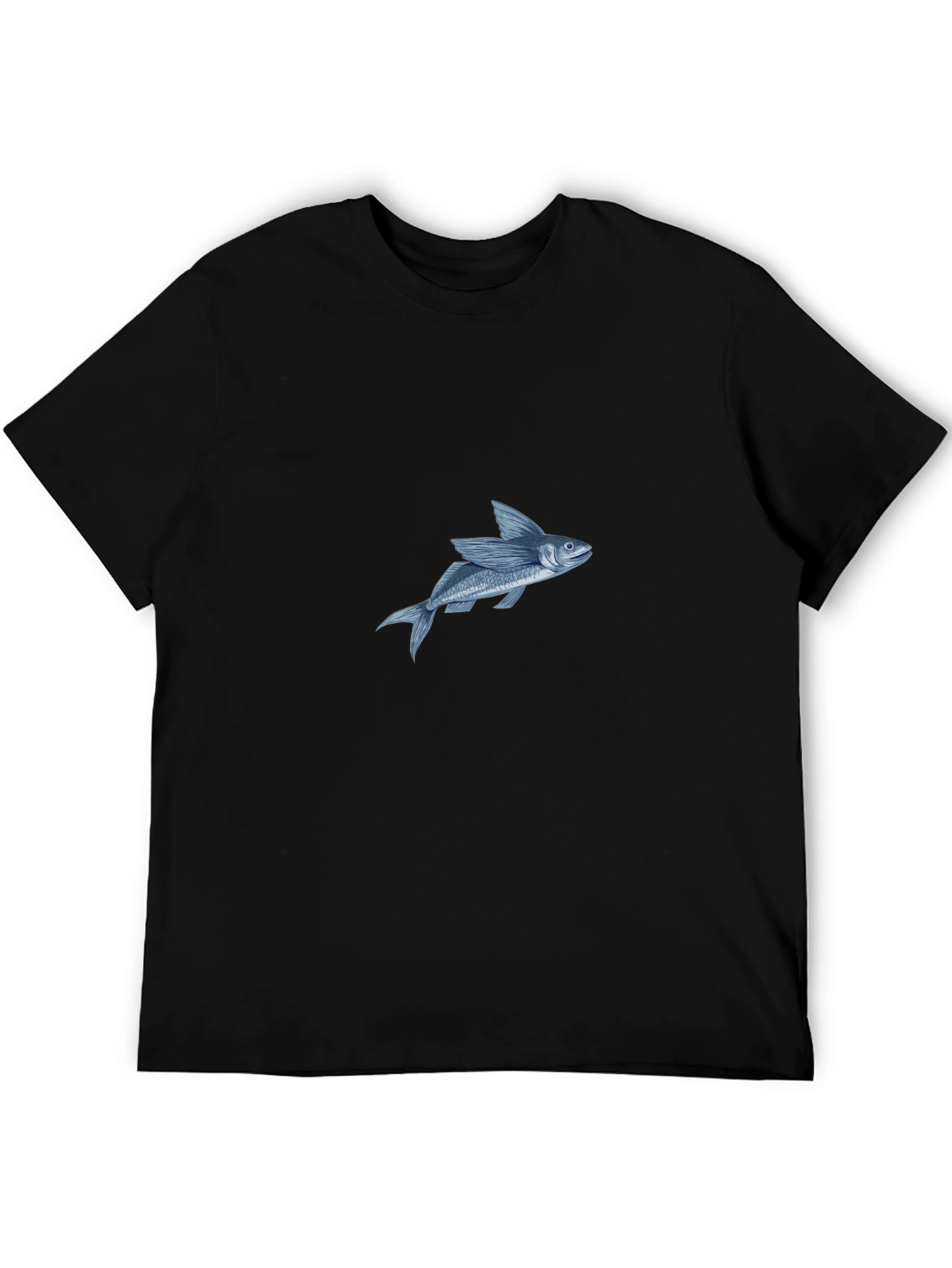Black T-Shirt with Flying Fish Graphic