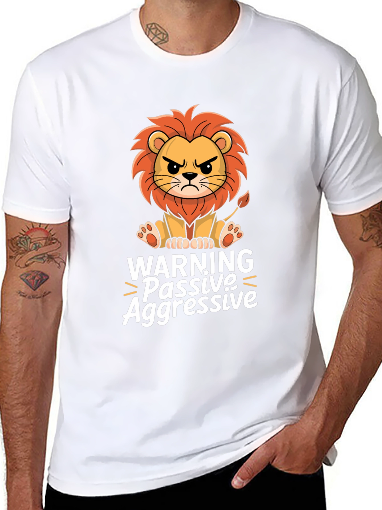 Warning Passive Aggressive Lion Graphic T-Shirt