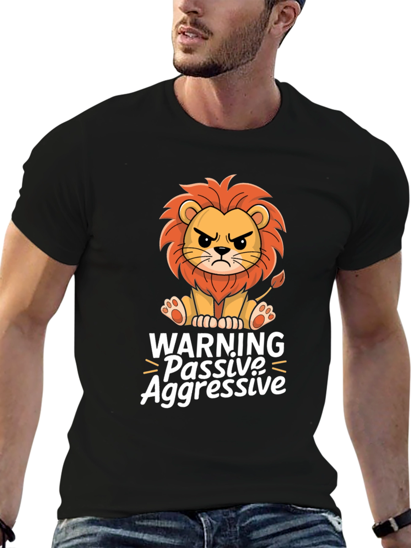 Warning Passive Aggressive Lion Graphic T-Shirt